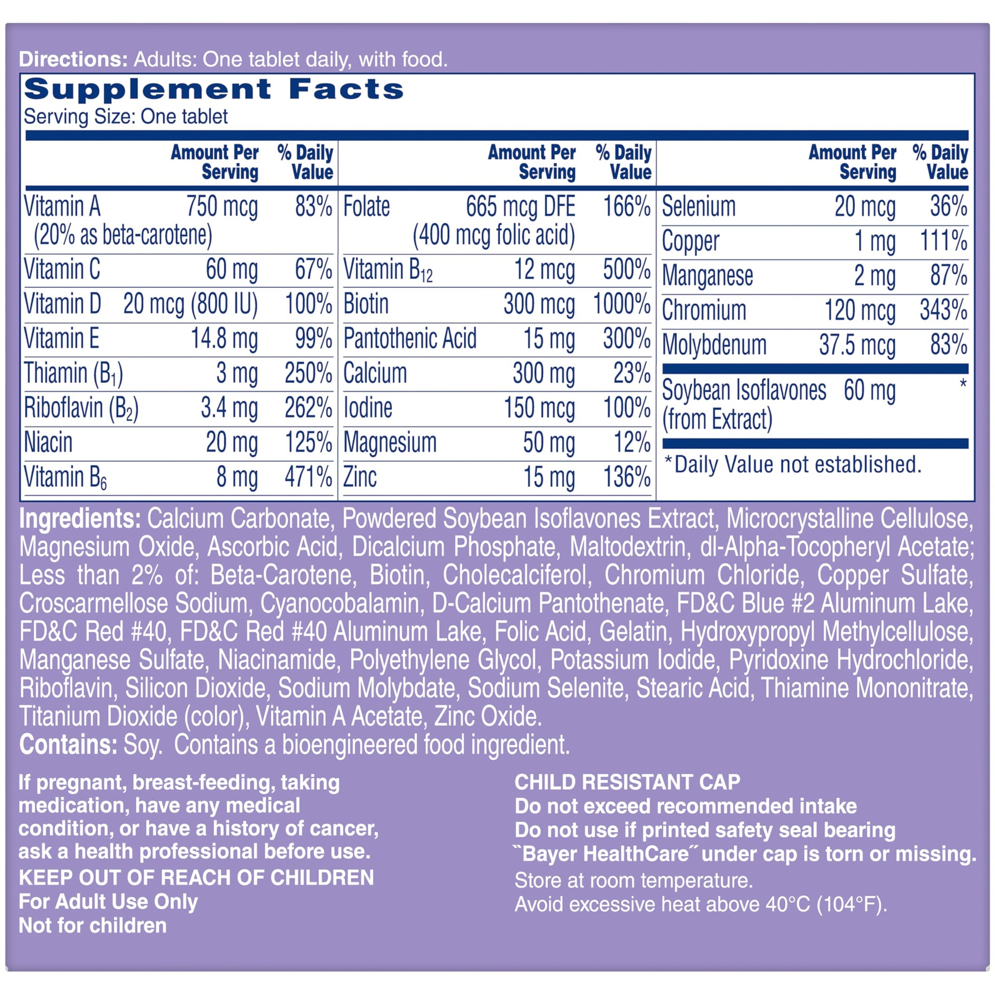 One A Day Women's Menopause Multivitamin with Vitamin A, Vitamin C, Vitamin D, Vitamin E and Zinc for Immune Health Support, Bone health, 50 Count ONE A DAY Au supplements
