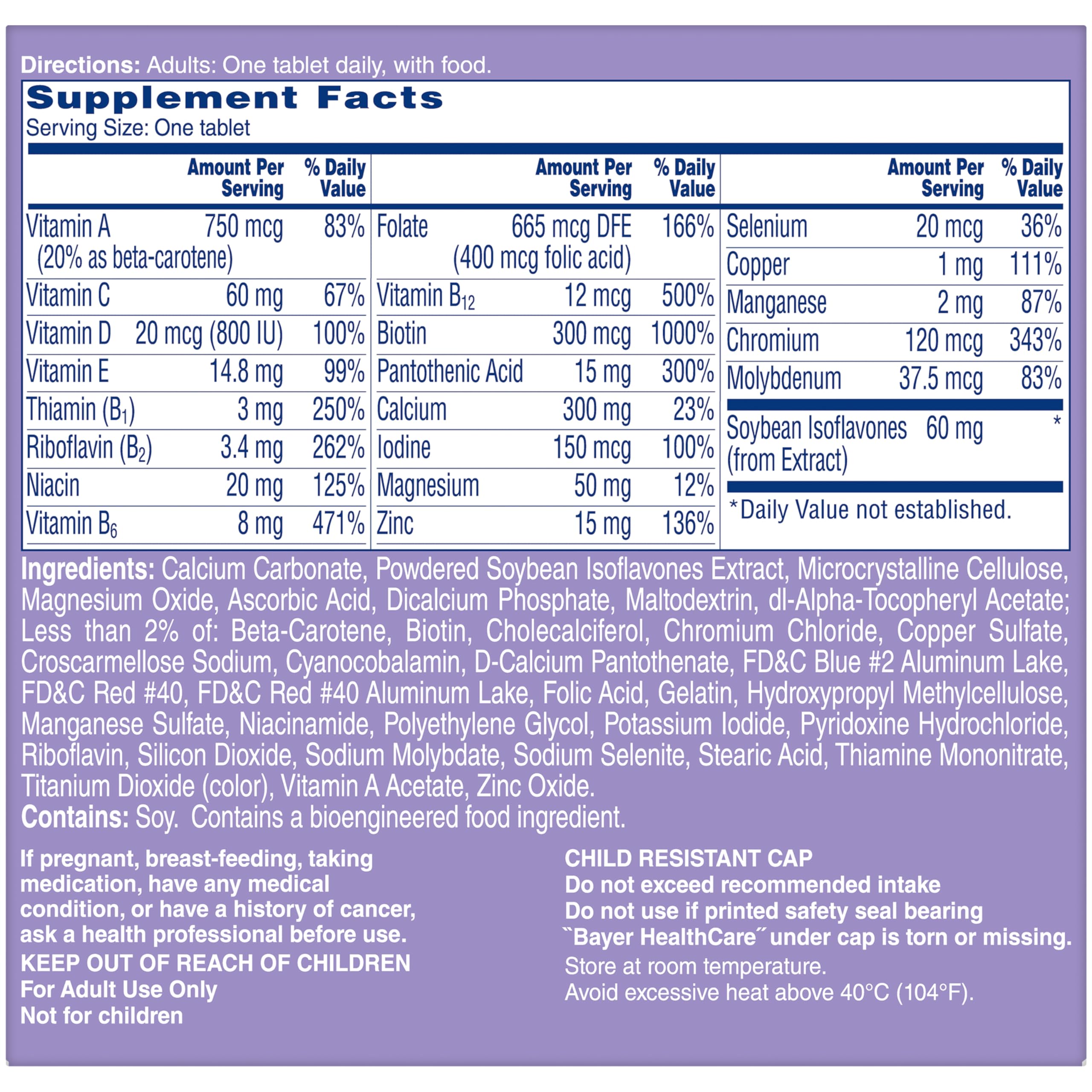 One A Day Women's Menopause Multivitamin with Vitamin A, Vitamin C, Vitamin D, Vitamin E and Zinc for Immune Health Support, Bone health, 50 Count ONE A DAY Au supplements