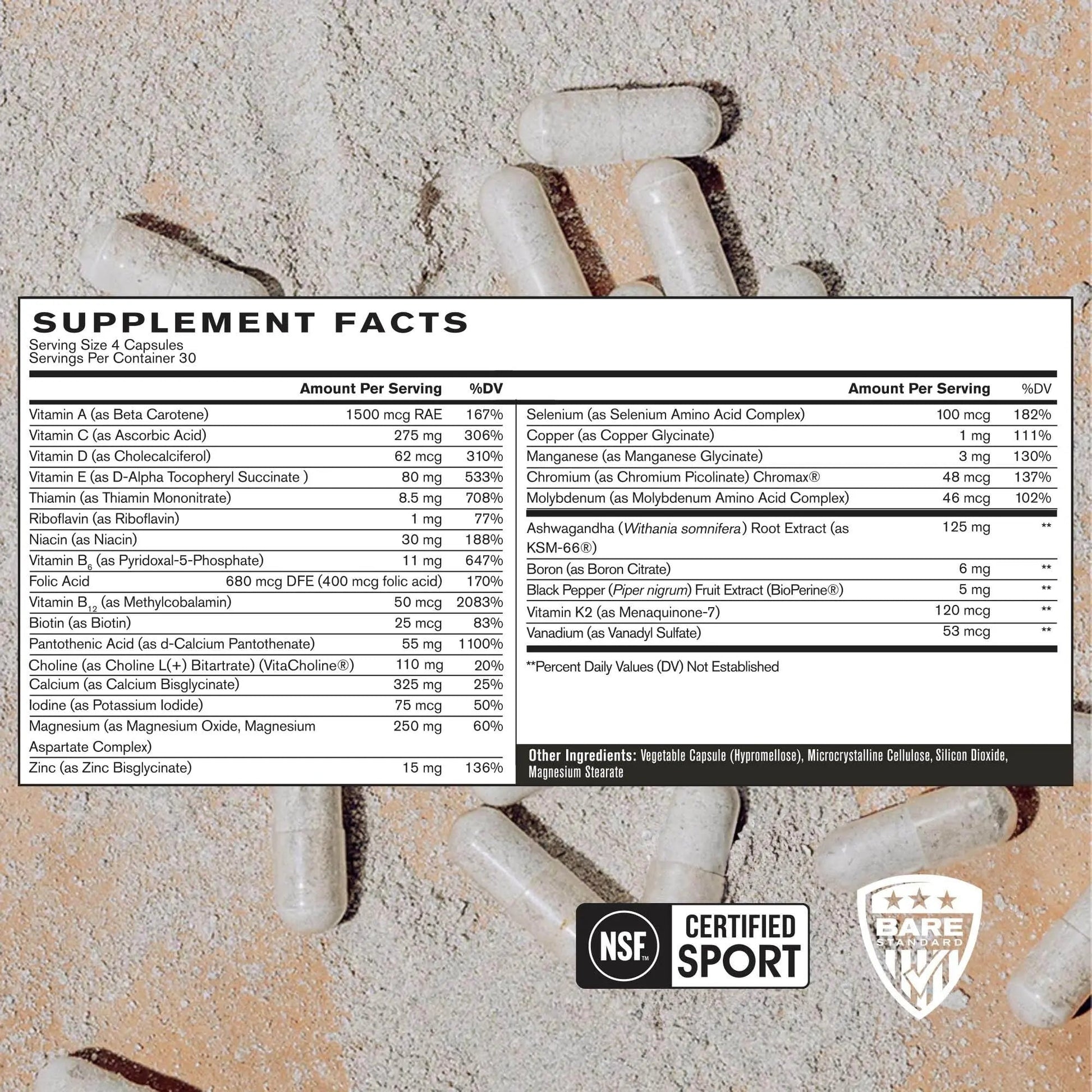 BARE PERFORMANCE NUTRITION, BPN Strong Multi-Vitamin, Foundational Health, Improved Mood and Sleep, Adaptogens, Improved Cognitive Health BARE PERFORMANCE NUTRITION Au supplements