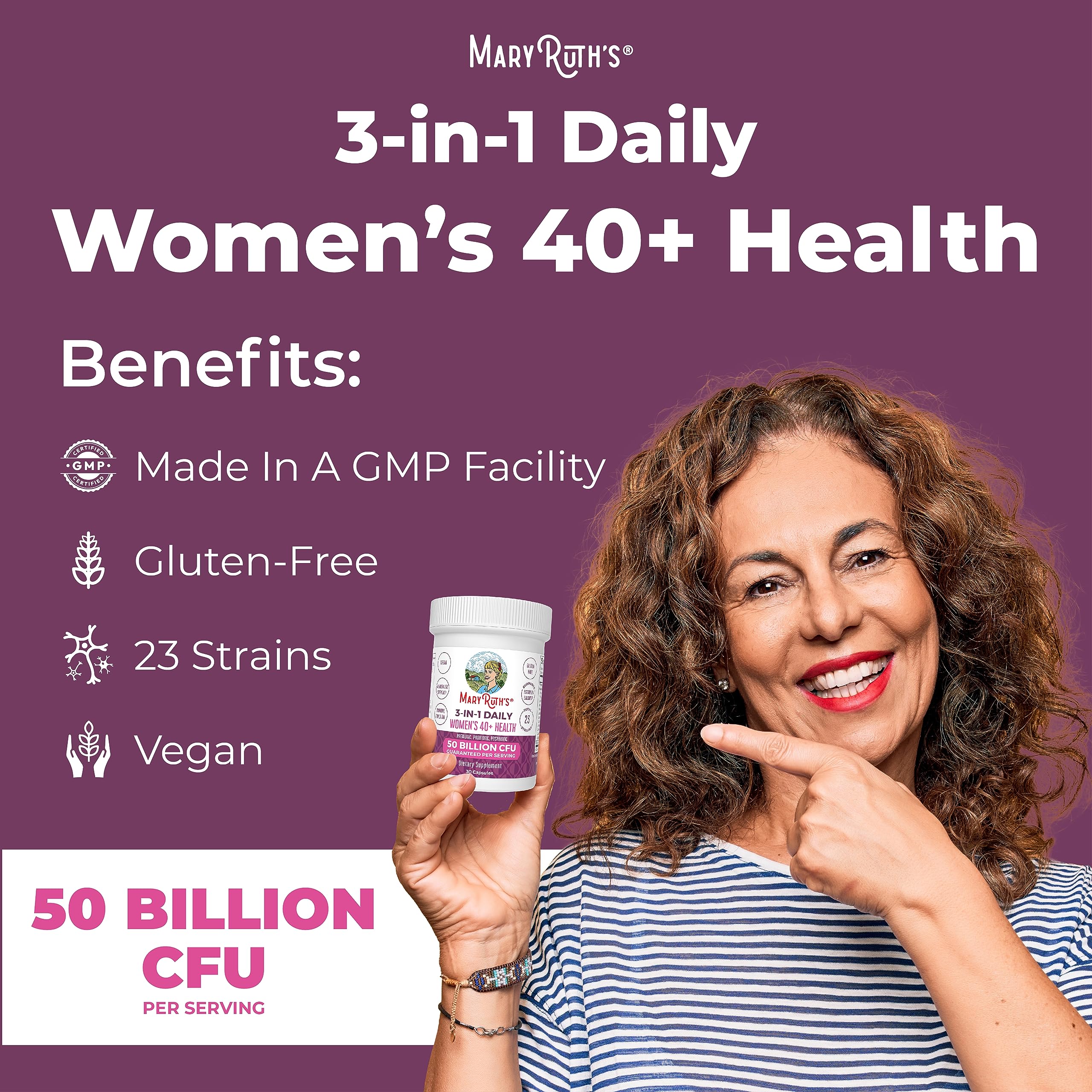 Mary Ruth's 3 in 1 Women's 40+ Health Probiotic, 30 CT MaryRuth Organics Au supplements
