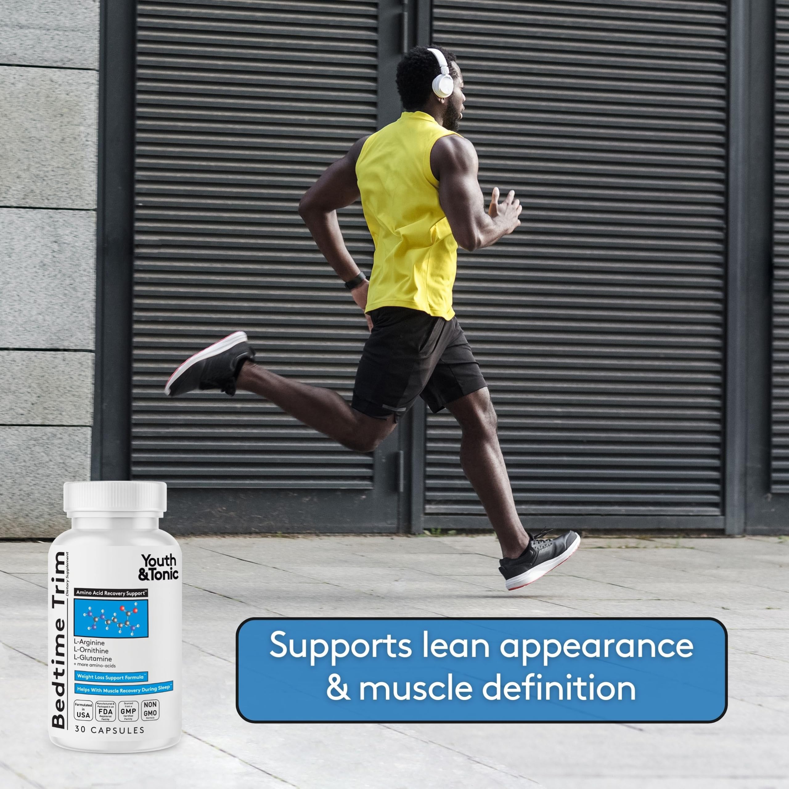 Youth & Tonic PM Bedtime Trim for Lean Appearance & Muscle Definition Support – Nighttime Amino Acids Supplement for Overnight Recovery, Men & Women, 30 Capsules Youth & Tonic Au supplements