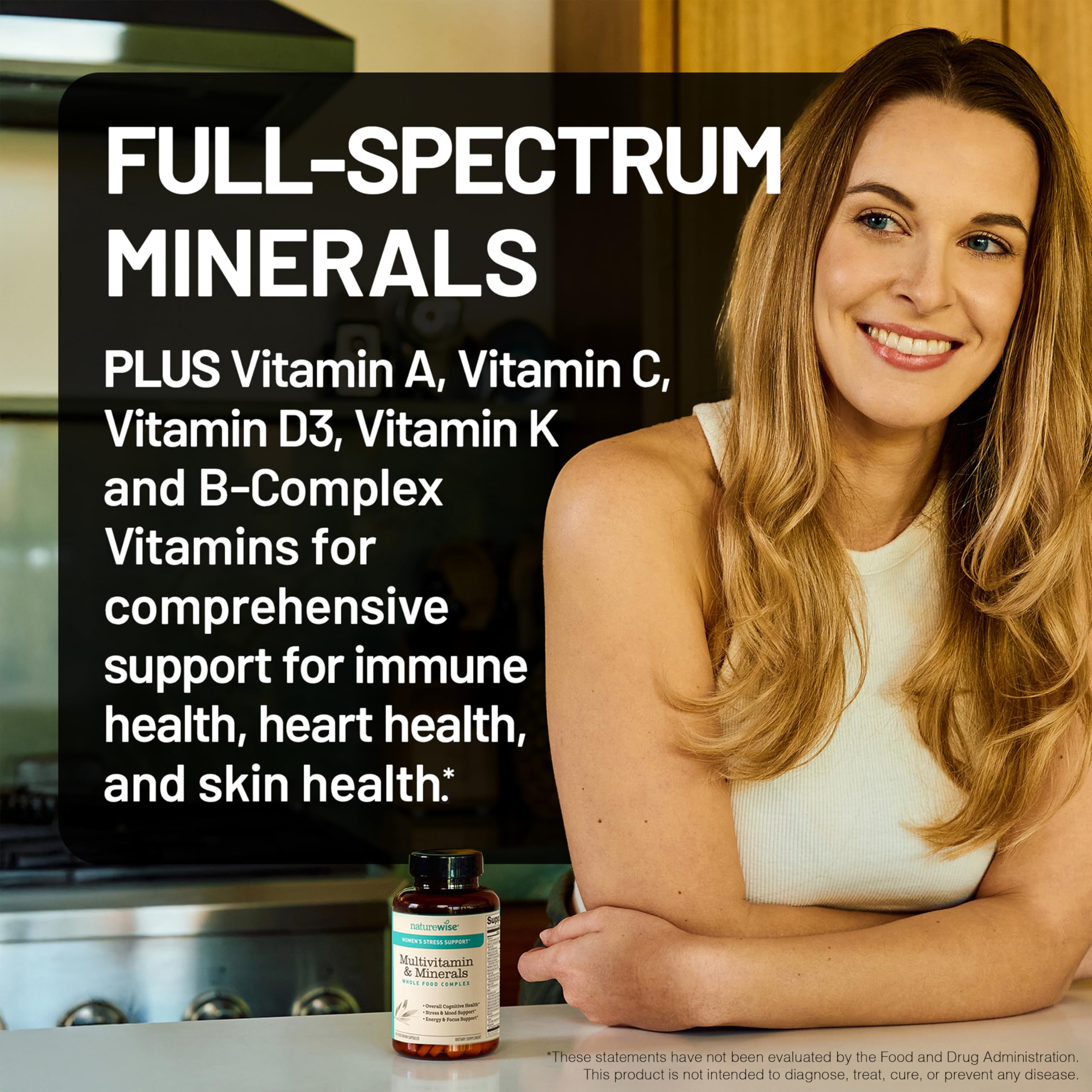 NatureWise Multivitamin for Women + Stress Support with Organic Whole Foods & Natural Minerals - B-Complex + Vitamin C + D3 K2 for Immunity NatureWise Au supplements