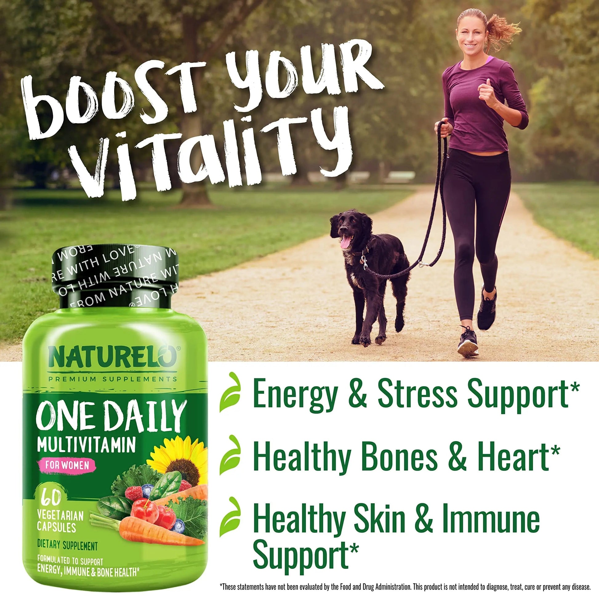 NATURELO One Daily Multivitamin for Women w/Vitamin B12, 60 Ct, Energy Support, Whole Food Daily Women Multivitamin Supplement NATURELO Au supplements