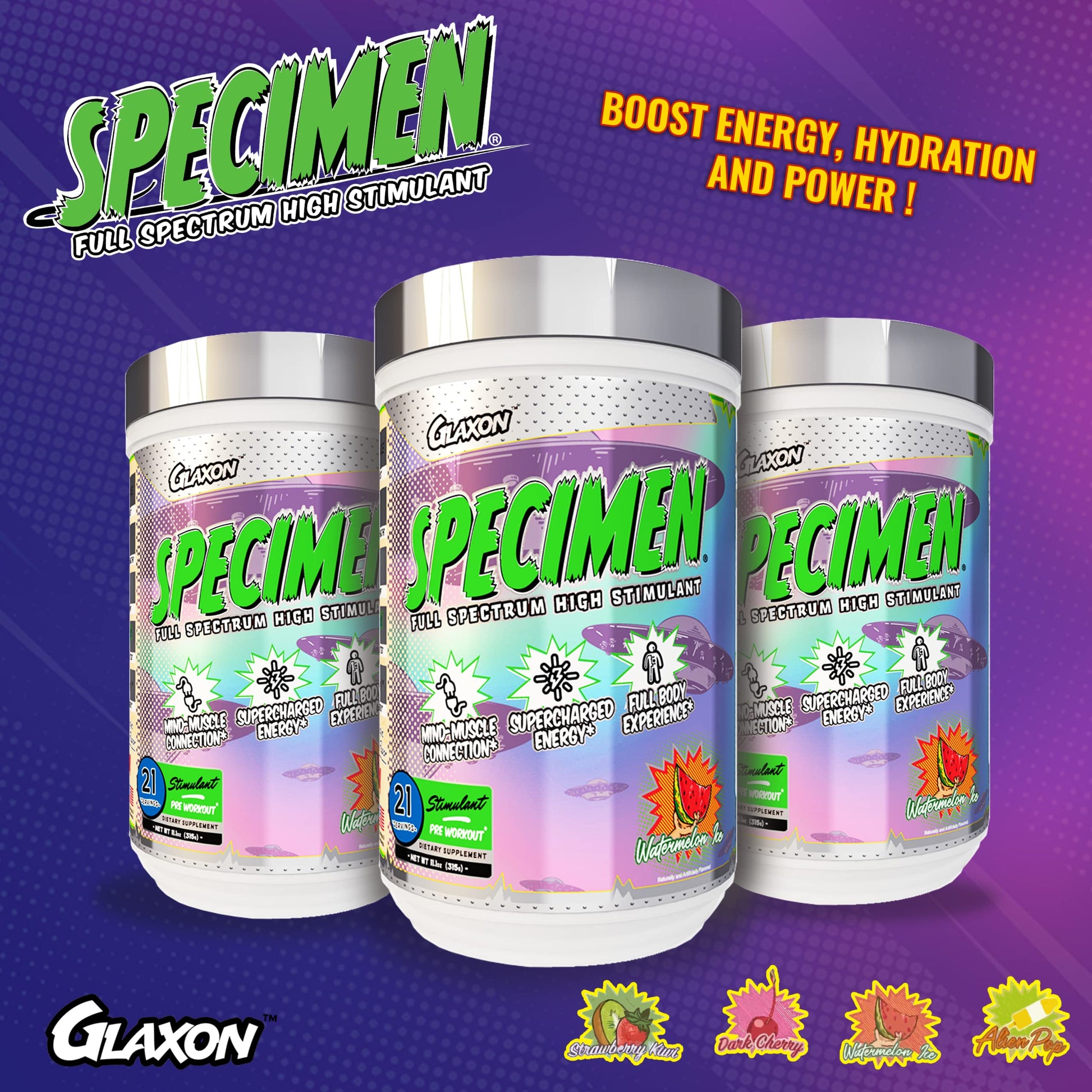 Glaxon Specimen High Stimulant Pre Workout Powder, Preworkout with 300mg Caffeine Glaxon Au supplements