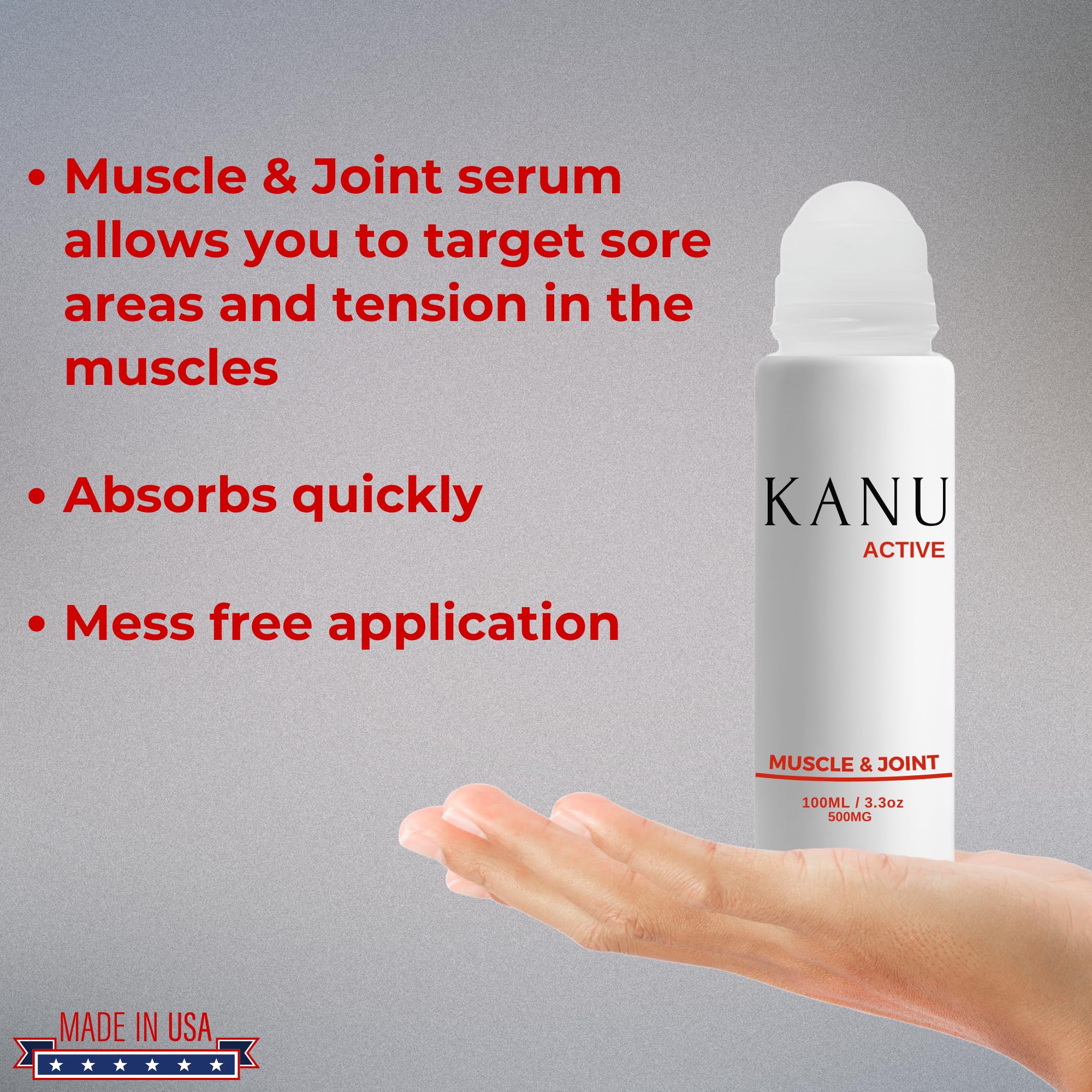 Muscle & Joint Relief Roll-On Cooling Serum- 3.3 oz- Fast Absorbing Pain Relief for Sore Muscles and Joints- Workout Recovery and Joint Support for Athletes and Active Lifestyles KANU Au supplements