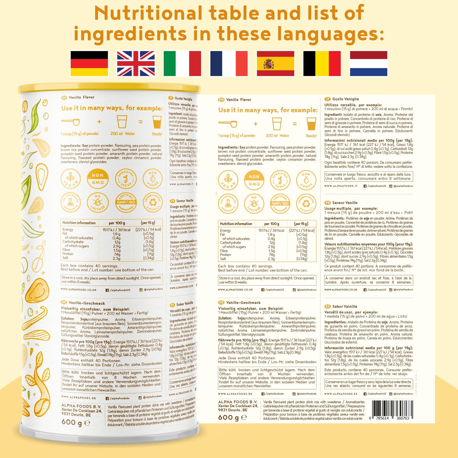 Vegan Protein Powder - Muscle Building Powder with Amino Acids - Plant Based Protein Shake Alpha Foods Au supplements