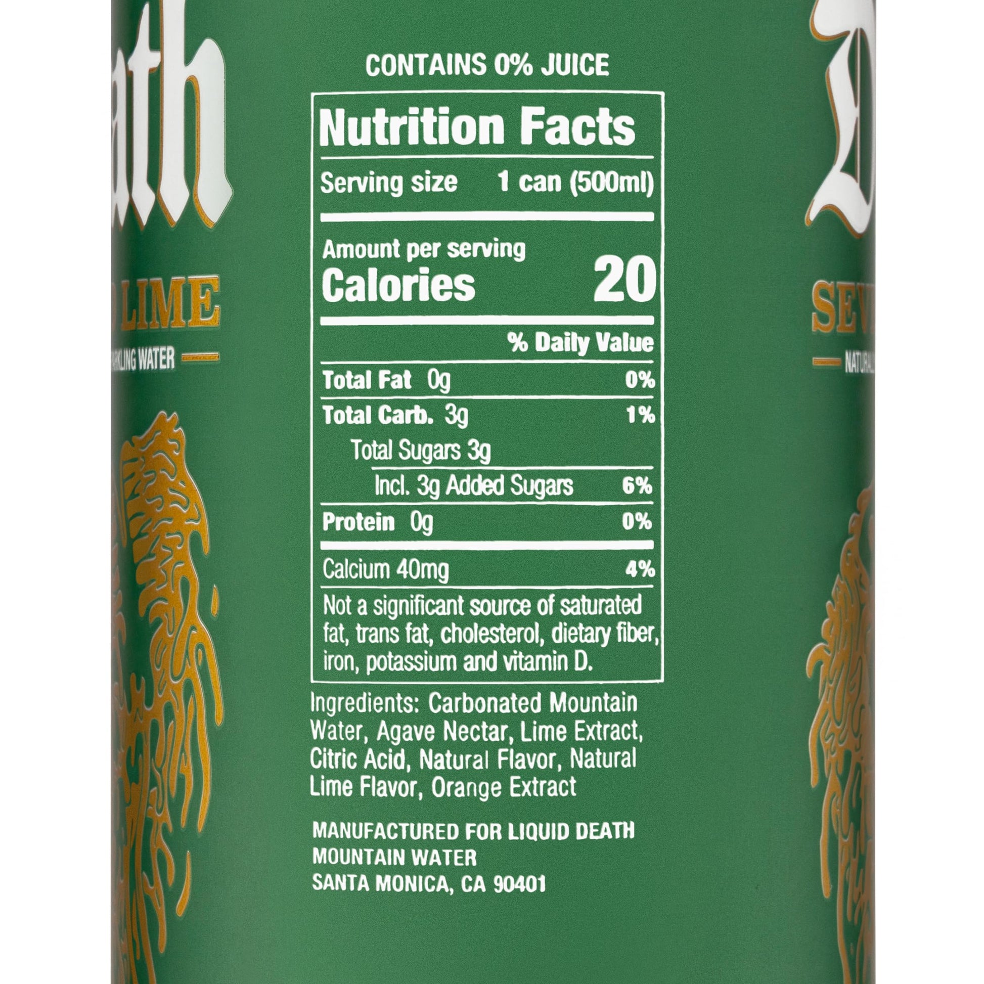 Liquid Death Flavored Sparkling Water with Agave, Severed Lime, 16.9 oz Tallboys (12-Pack) Liquid Death Au supplements