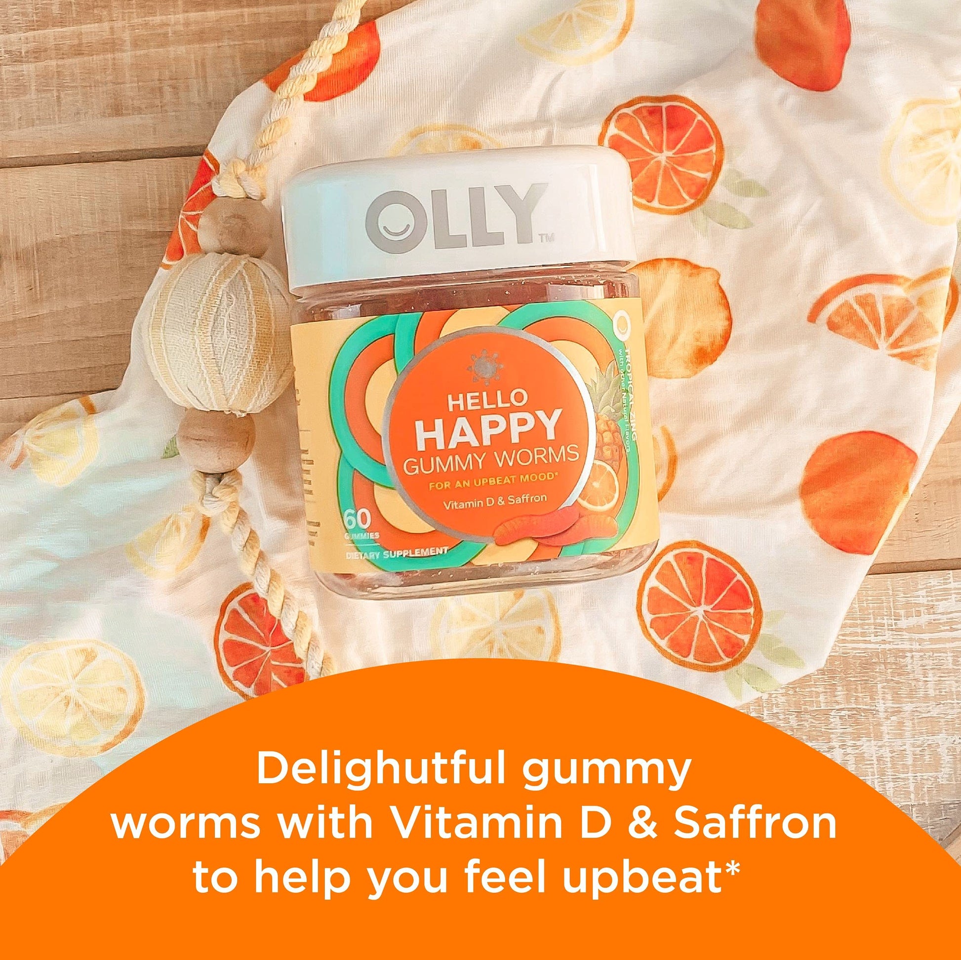 OLLY Daily Energy Gummy, Caffeine Free, Vitamin B12, CoQ10, Goji Berry, Adult Chewable Supplement & Hello Happy Gummy Worms, Mood Balance Support, Vitamin D, Saffron, Adult Chewable Supplement OLLY Au supplements
