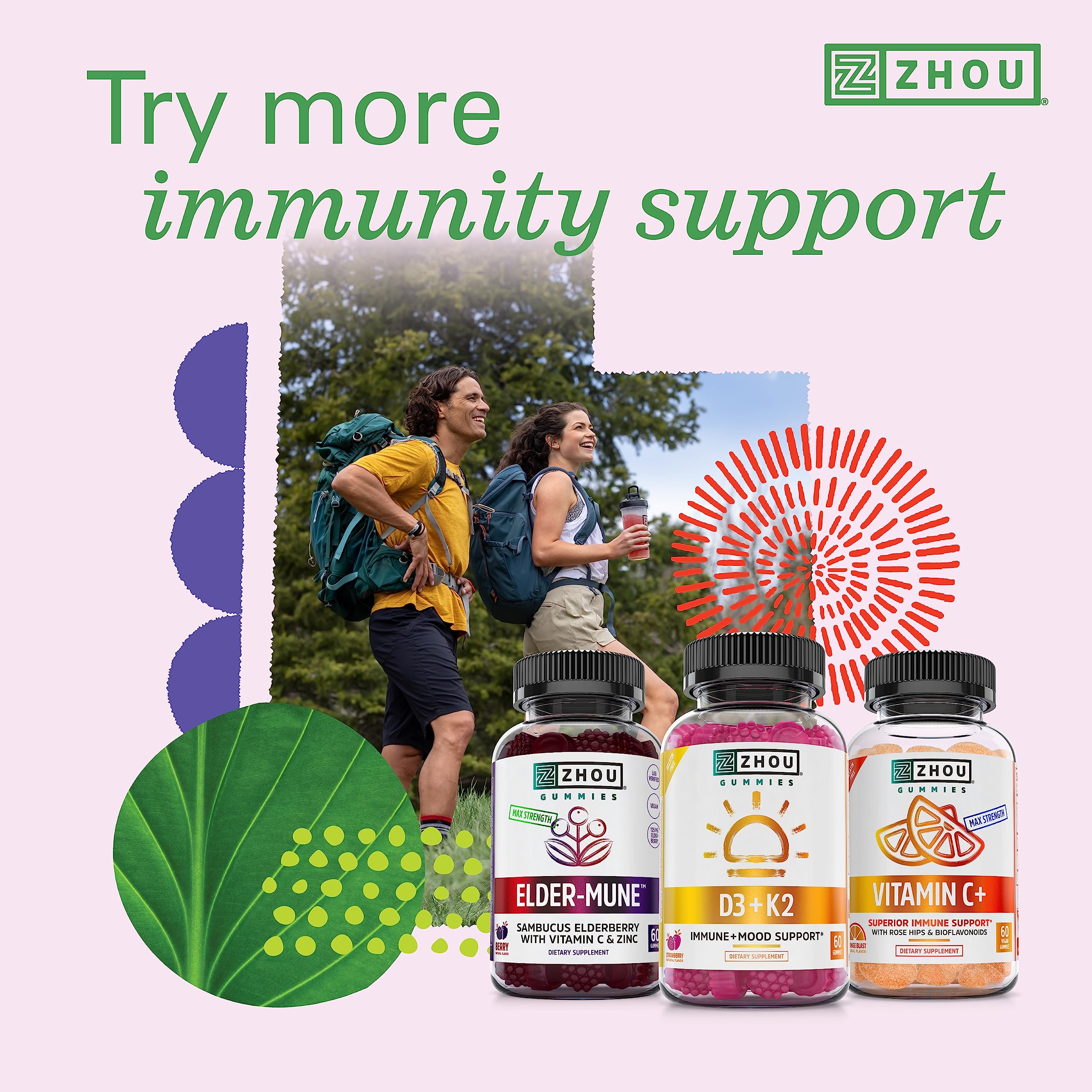Zhou Nutrition Vitamin D3 K2, Bone and Heart Health Formula 5000 IU Vitamin D3 & 90 mcg Zhou Nutrition Au supplements