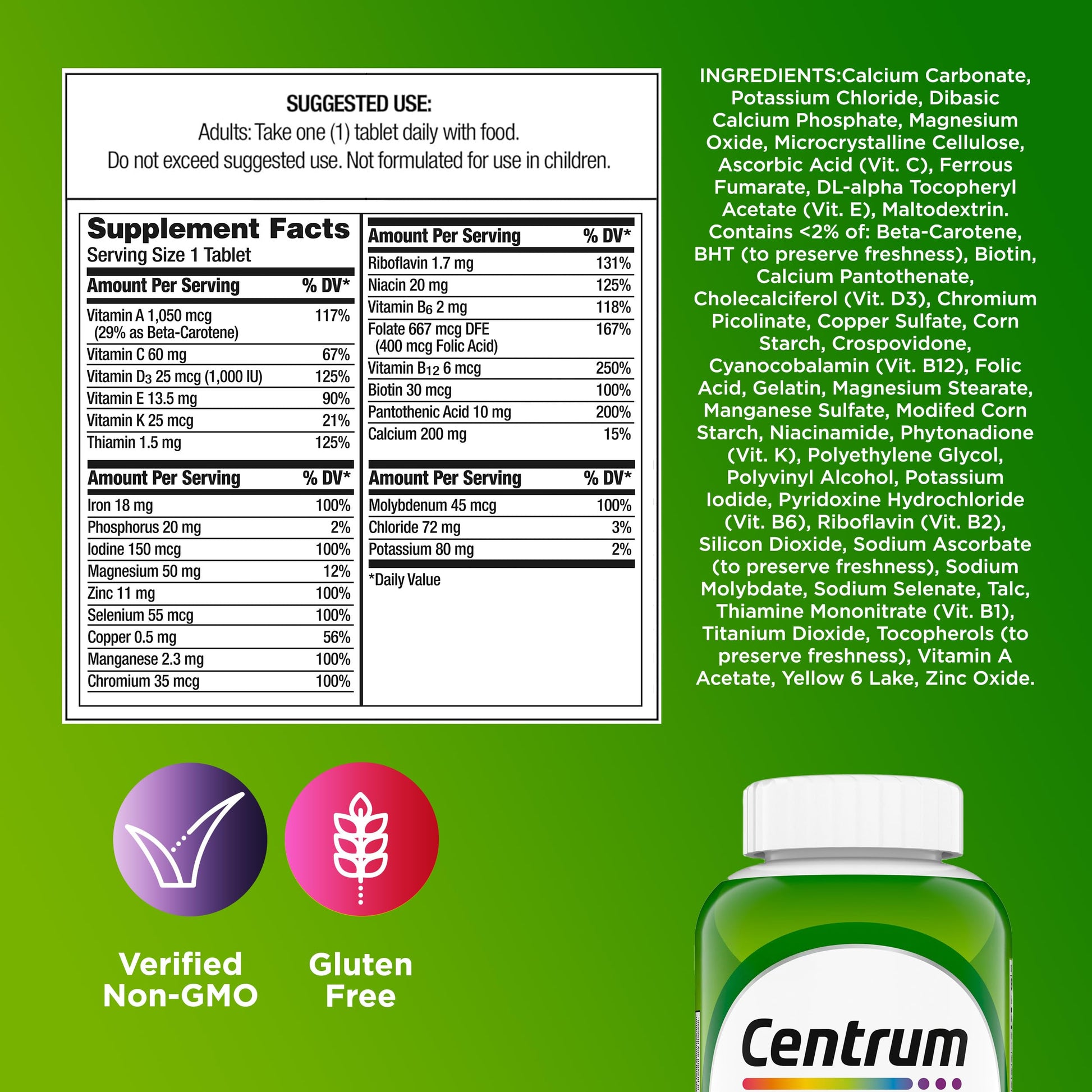 Centrum Adult Multivitamin/Multimineral Supplement with Antioxidants, Zinc, Vitamin D3 and B Vitamins Centrum Au supplements