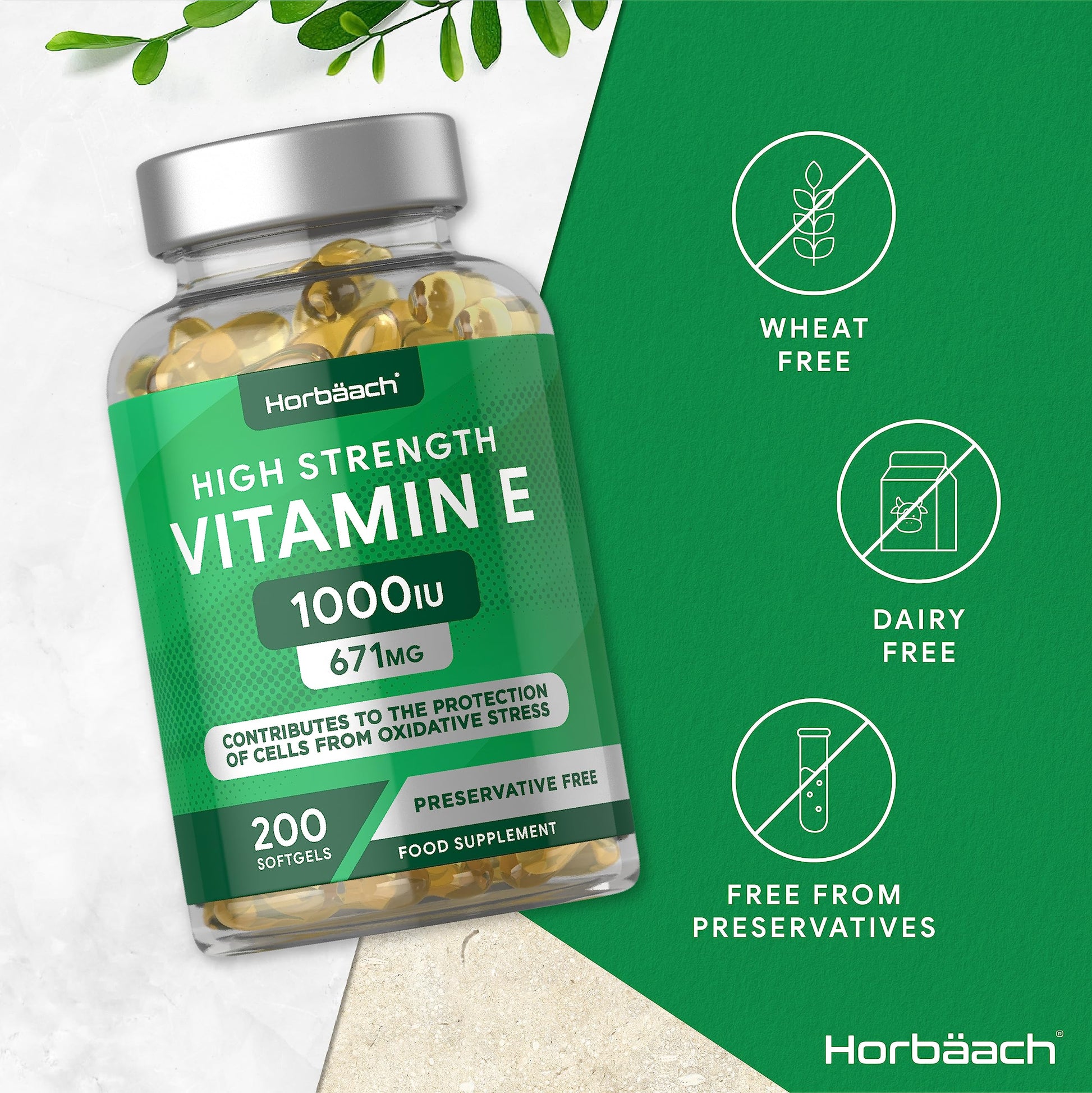 Vitamin E Capsules 1000iu | 200 Count | High Strength Vitamin E as DL-Alpha Tocopheryl Horbäach Au supplements