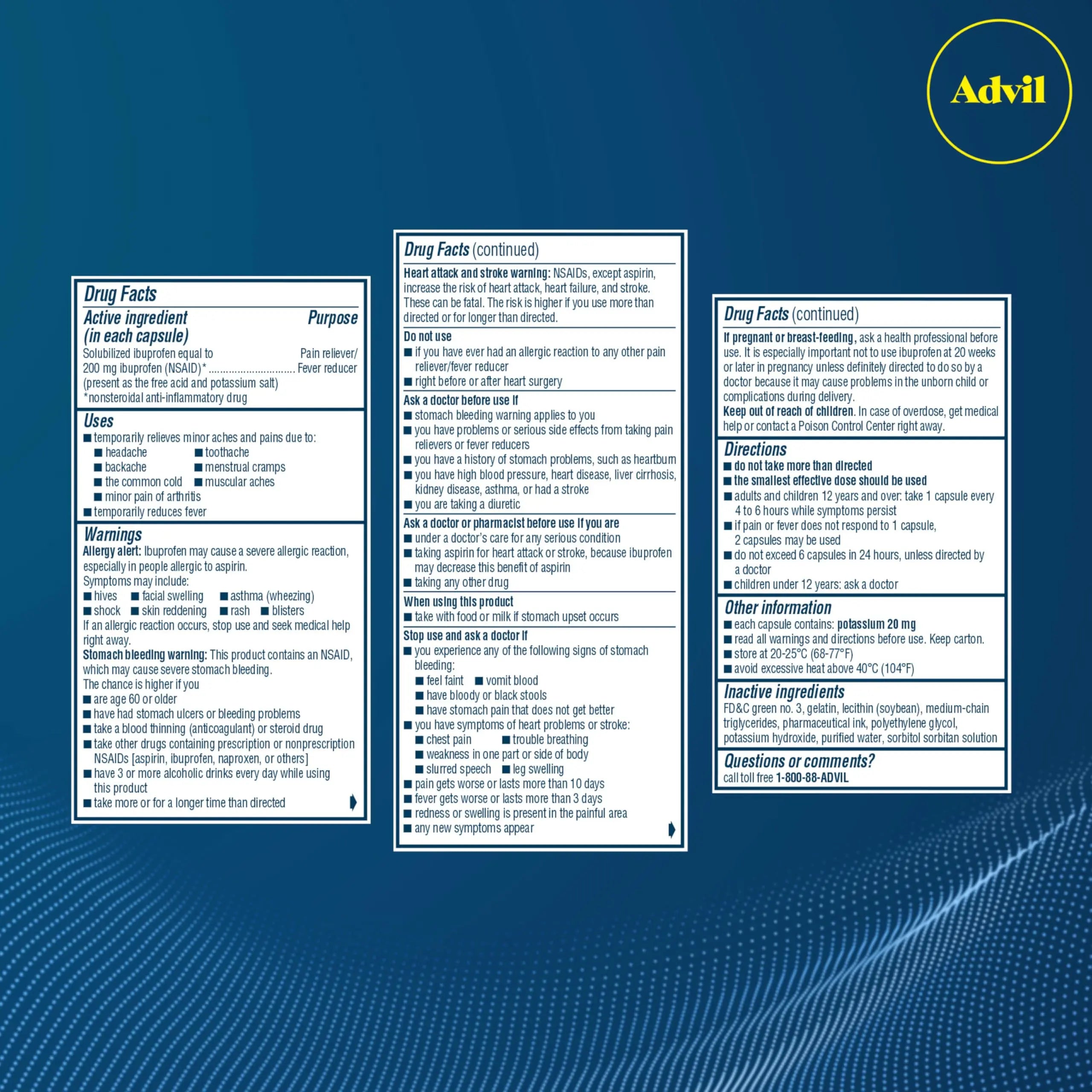 Advil Liqui-Gels Pain Reliever and Fever Reducer, Pain Medicine for Adults with Ibuprofen 200mg for Headache, Backache, Menstrual Pain and Joint Pain Relief - 200 Liquid Filled Capsules Advil Au supplements