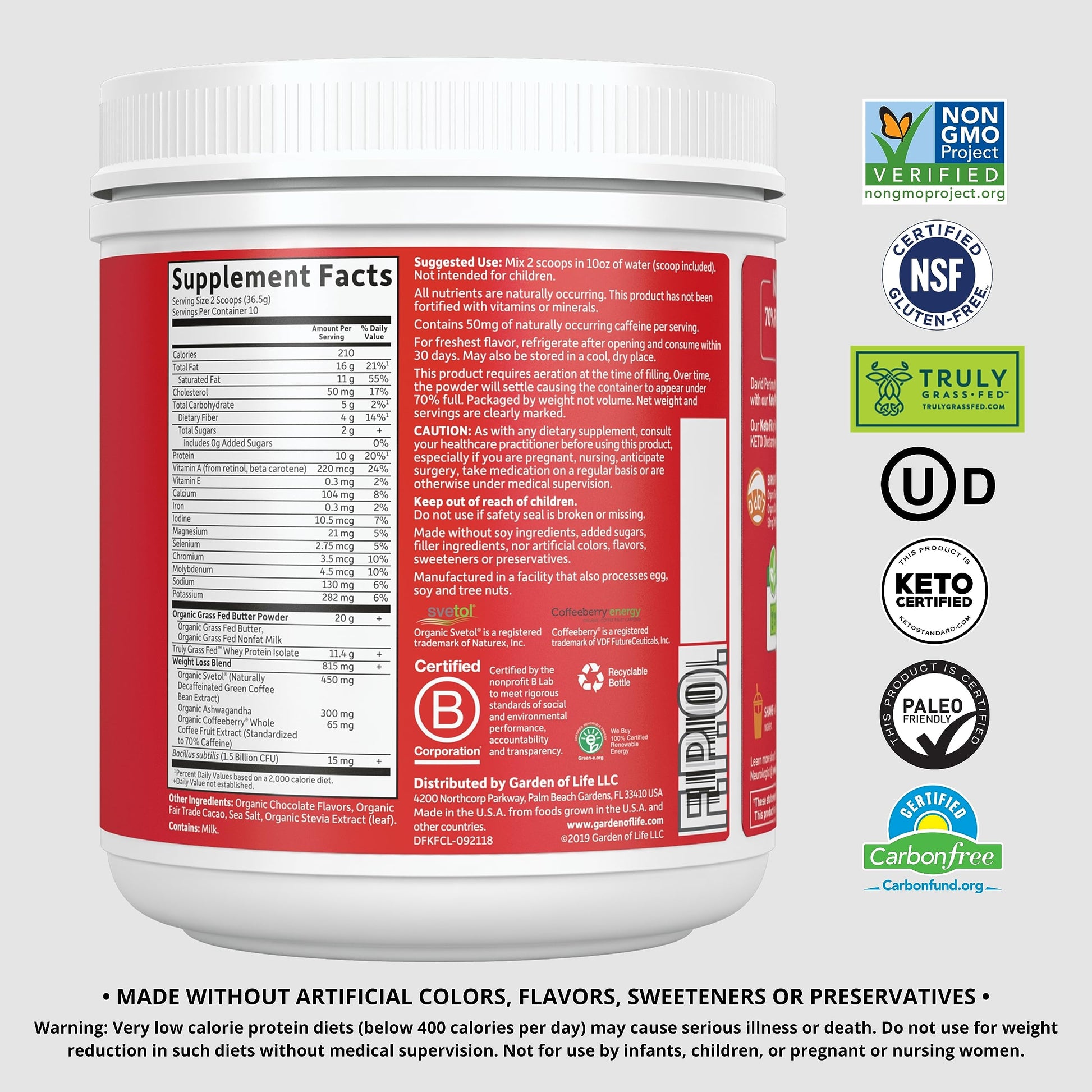 Garden of Life Dr. Formulated Keto Fit Weight Loss Shake - Chocolate Powder, 10 Servings Garden of Life Au supplements