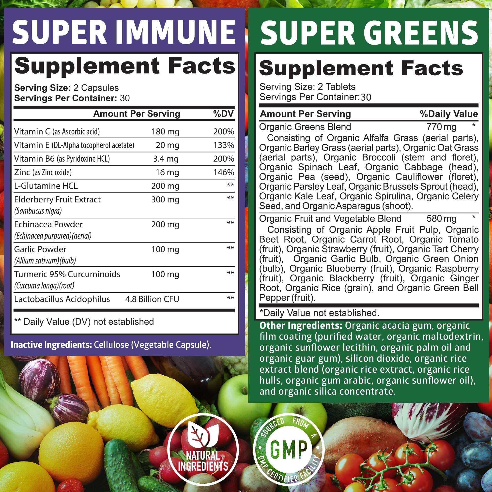 N1N Premium Organic Super Fruits & Veggies + Immune Support [38 Powerful Ingredients], Natural Super Greens Supplement with Alfalfa, Vitamins & Minerals, Zinc, Turmeric and Probiotic, 120 Caps Number One Nutrition Au supplements