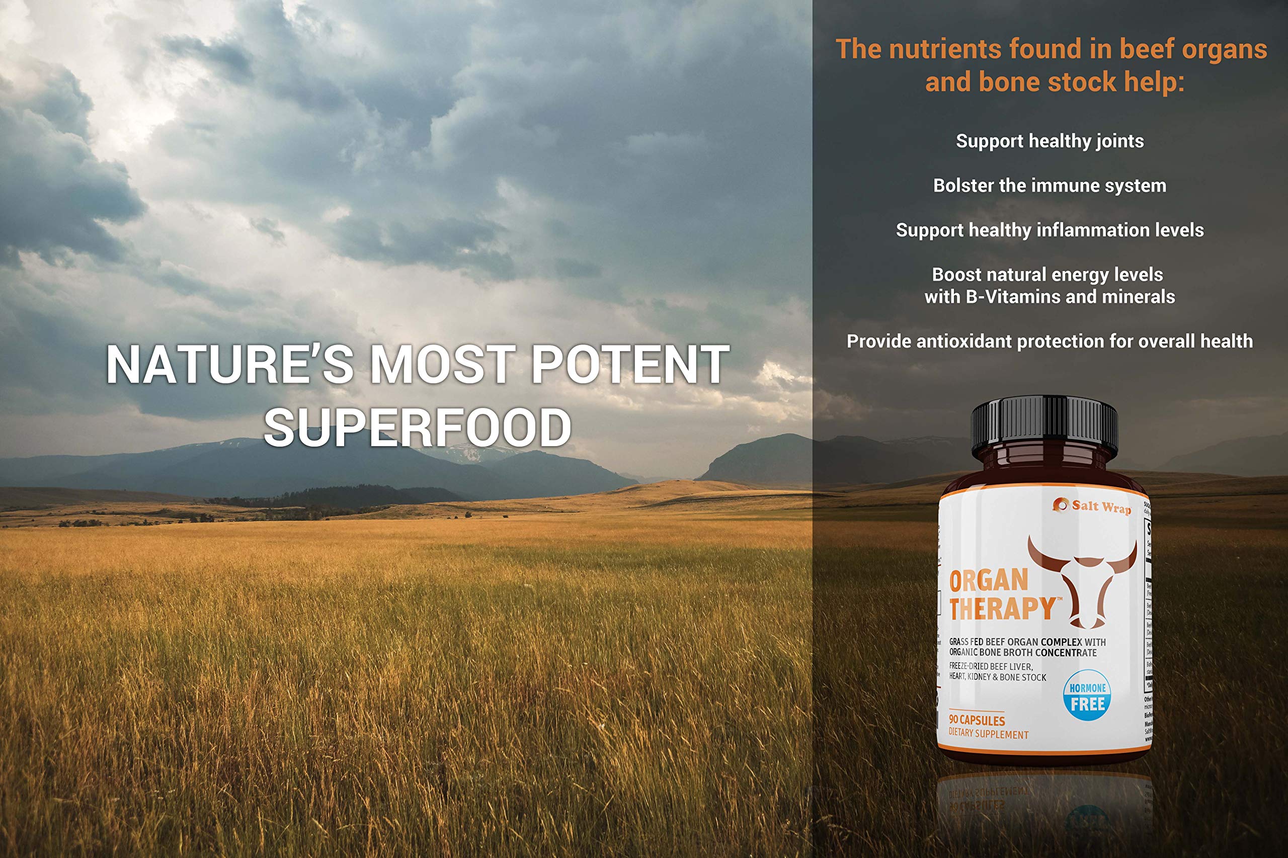 SaltWrap Organ Therapy - Grass Fed Beef Organ Meat Complex Supplement with Organic SaltWrap Au supplements