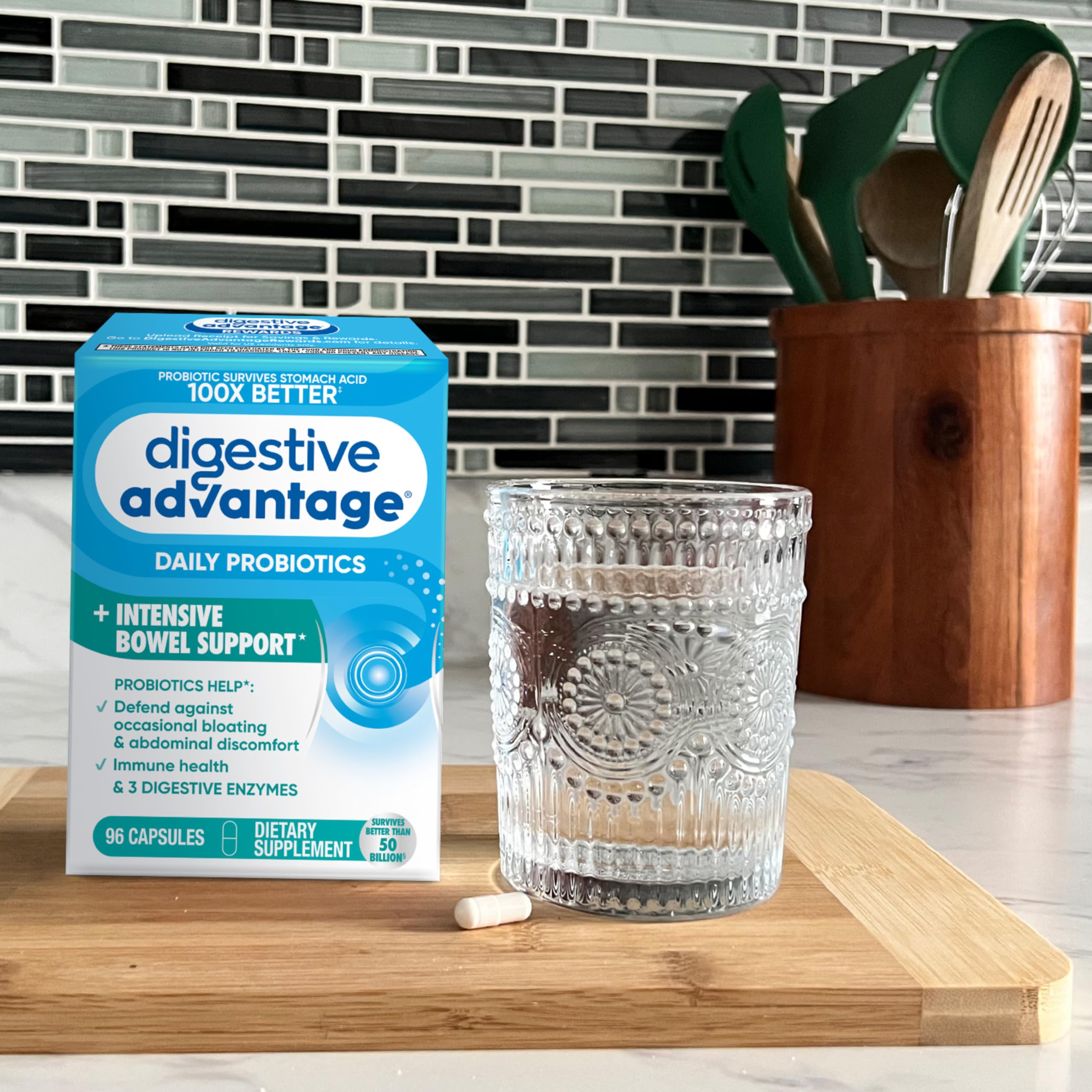 IBS Daily Probiotic Capsules for Digestive Health & Gut Health, Digestive Advantage Probiotics For Men and Women (96 count box) - Digestible Enzymes Digestive Advantage Au supplements
