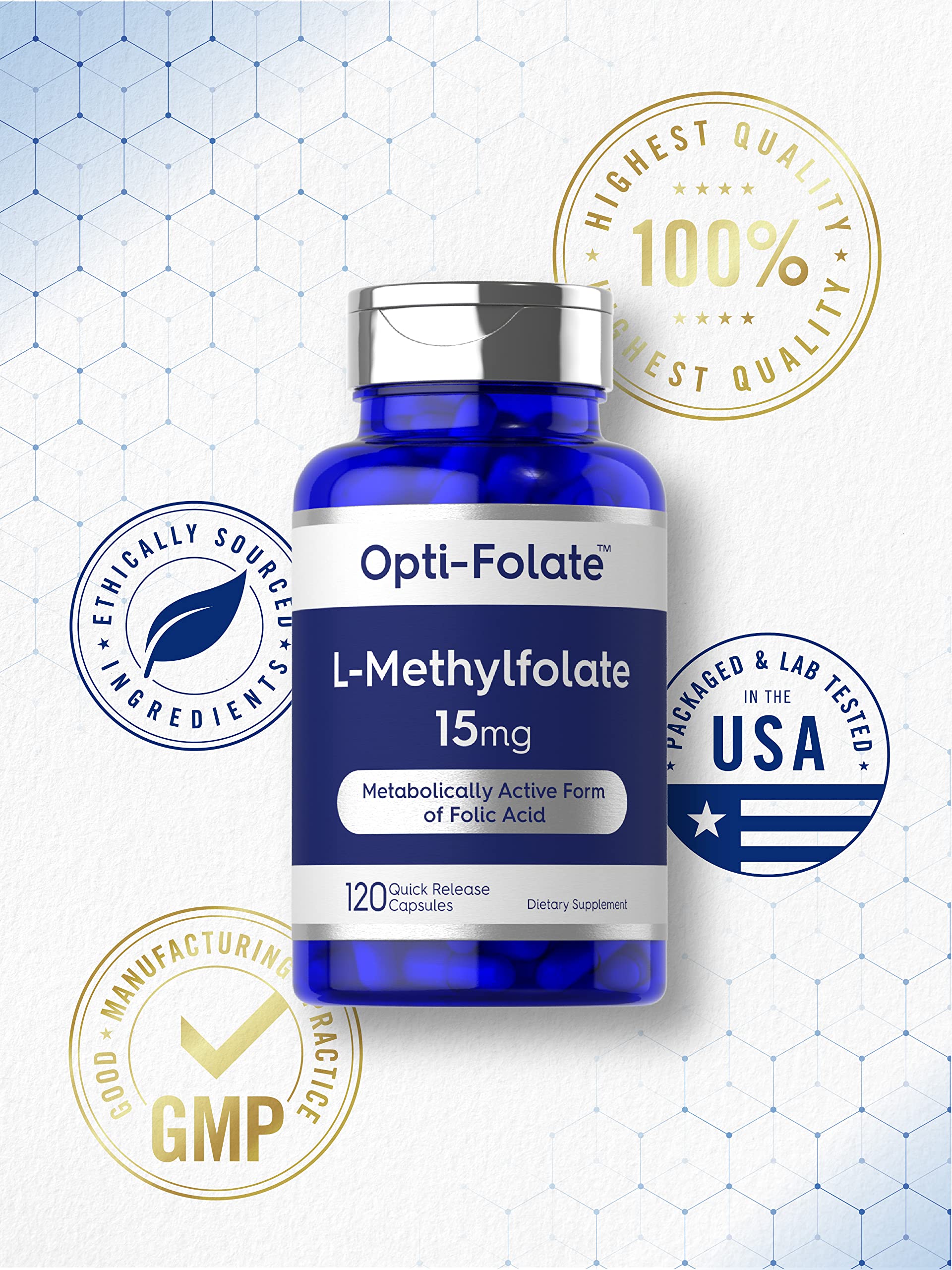 Carlyle L Methylfolate 15mg | 120 Capsules | Value Size | Max Potency | Optimized Carlyle Au supplements