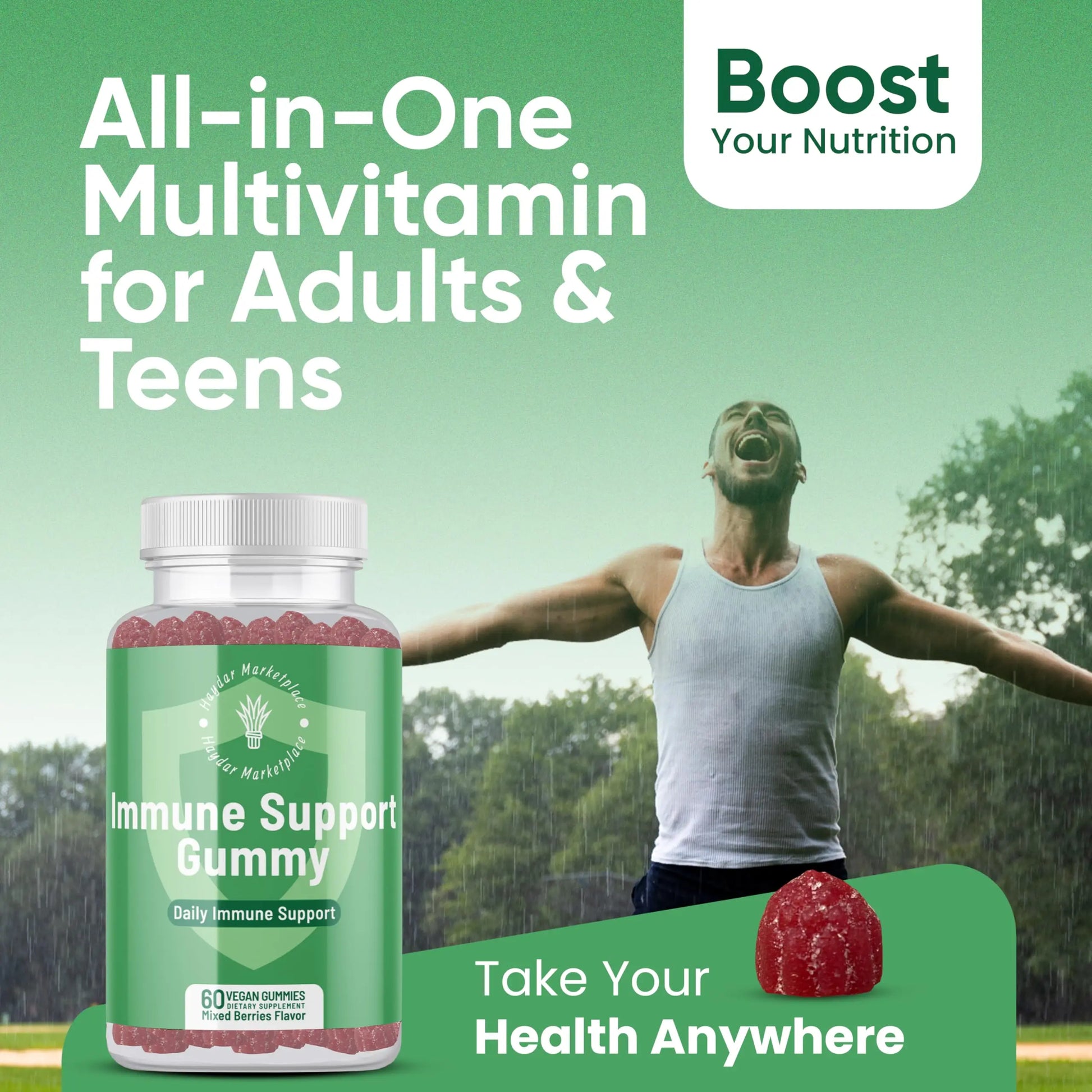Haydar Marketplace Immune Boosters for Adults - Vegan Immune Support Gummies with Vitamins C & D, Zinc, Magnesium, Probiotics Haydar Marketplace Au supplements