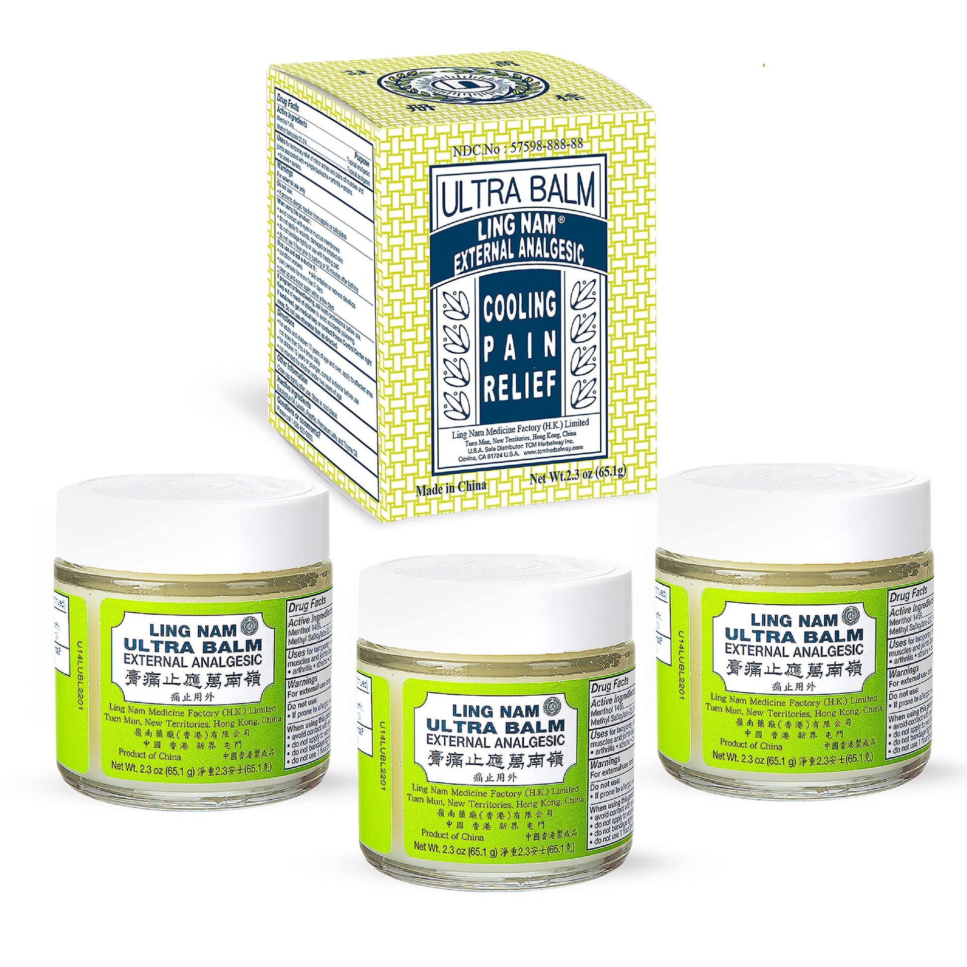 Ling Nam Ultra Balm External Analgesic, for Cooling Pain Relief Simple Backache Arthritis Strains Bruises Sprain, Muscle Pain, Muscle Soreness, 2.3oz (Pack of 3) Ling Nam Au supplements