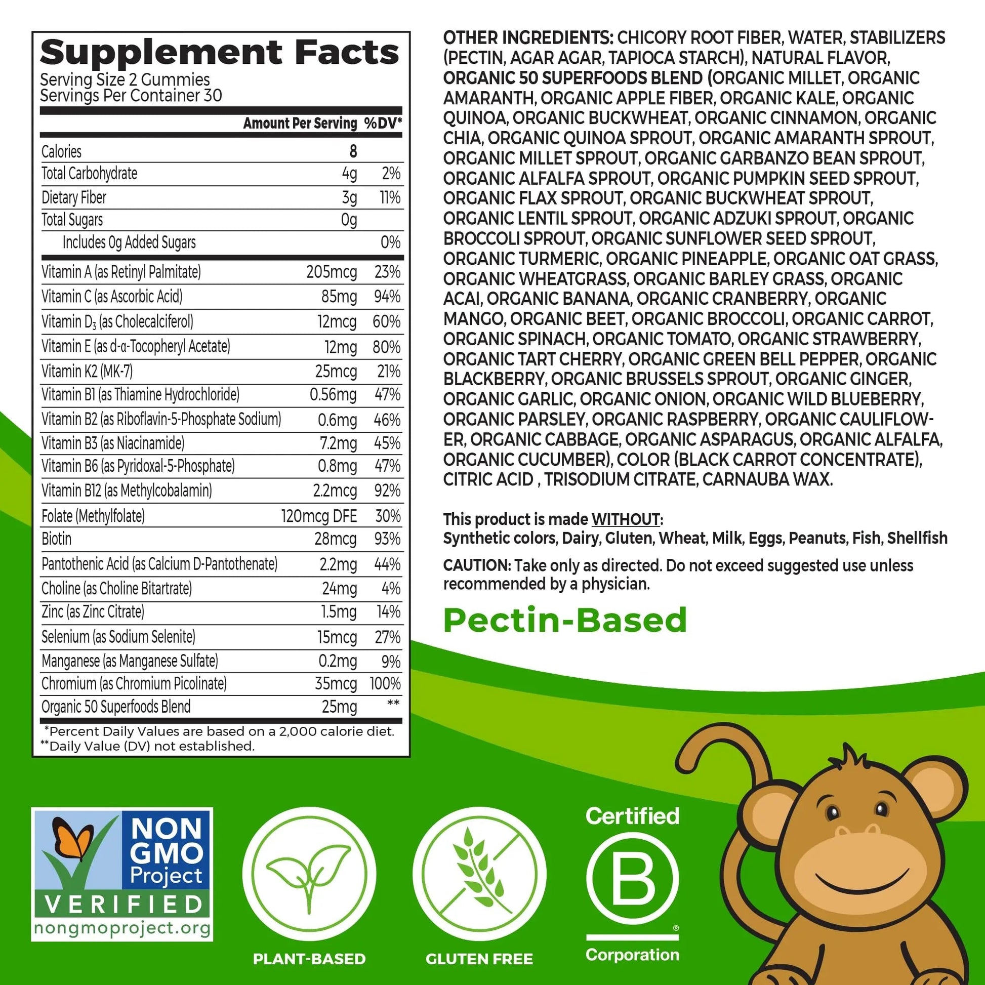 Orgain Kids Sugar Free Multivitamin Gummies, Vegan & Plant Based, 50 Superfoods, 15 Vitamins and Minerals, Immune Support and 3g of Fiber Orgain Au supplements