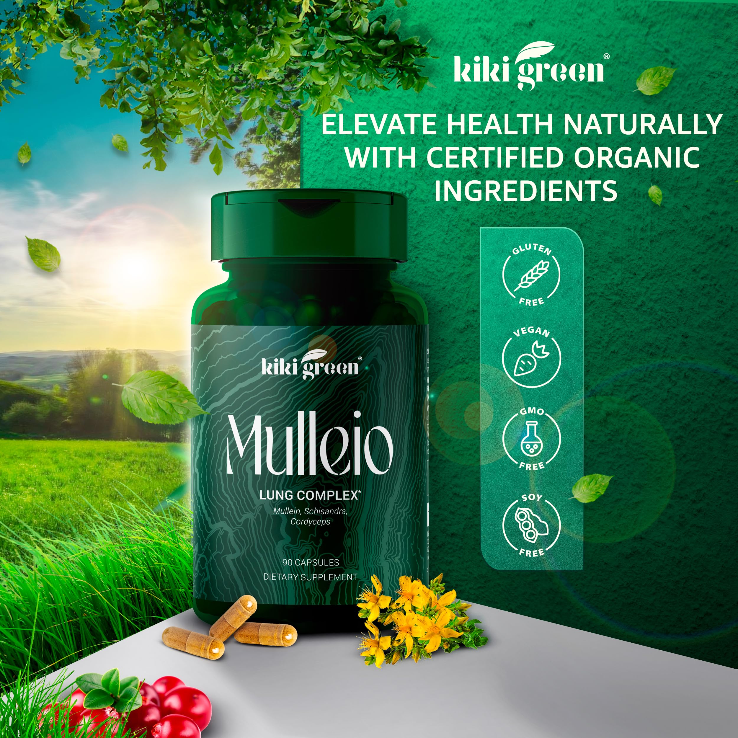 KIKI Green MULLEIO Lung Health Capsules: Herbal Supplement for Lung Cleanse, Better KIKI Green Au supplements