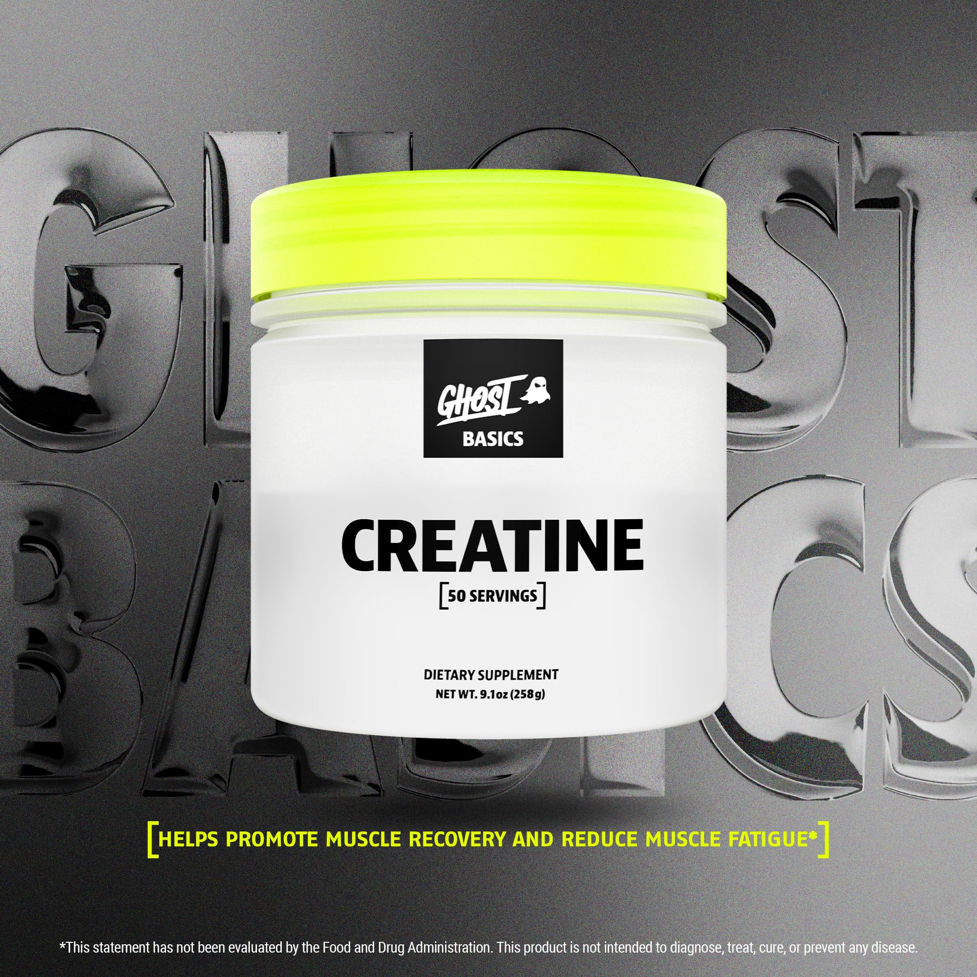 GHOST Basics Creatine Monohydrate Powder for Men & Women – 5G Creapure Creatine Workout Supplement for Muscle Gain – Vegan, Soy Free & Gluten Free - 50 Servings GHOST Au supplements