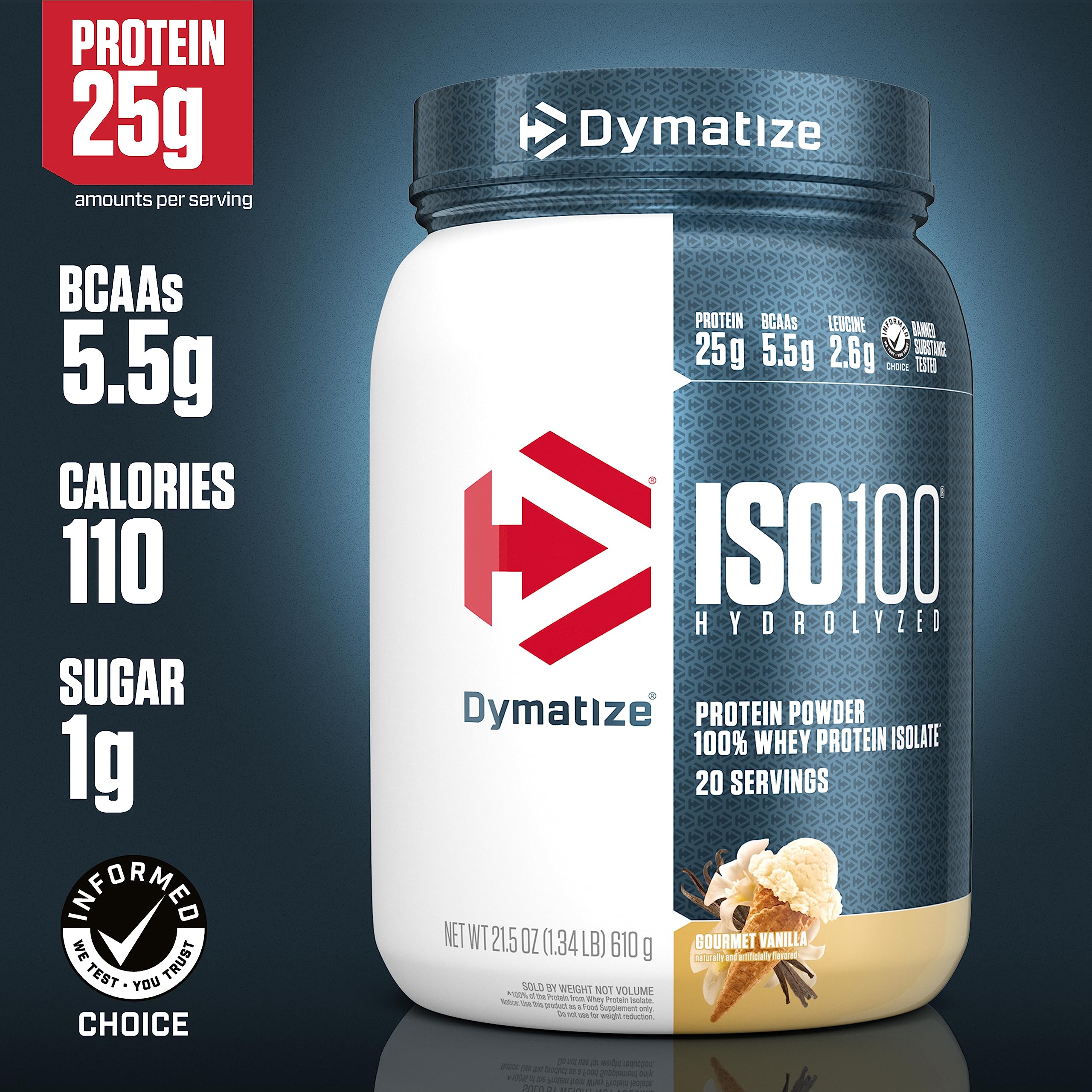 Dymatize ISO100 Hydrolyzed Protein Powder, 100% Whey Isolate , 25g of Protein, 5.5g Dymatize Au supplements