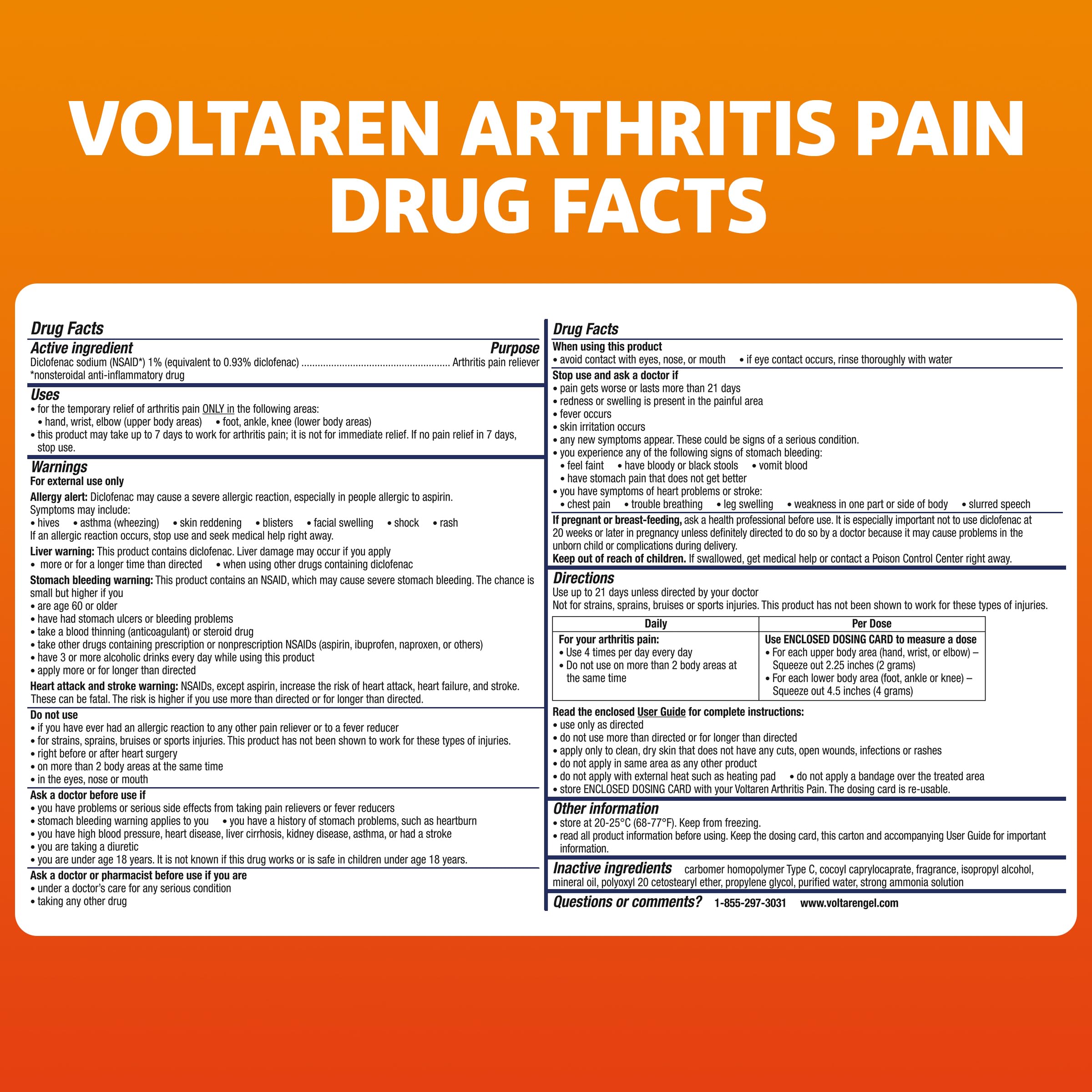 Voltaren Arthritis Pain Relief Gel, Diclofenac Sodium, 1% (NSAID), Clinically Proven Powerful Pain Reliever with Easy Open Flip Top Cap, No Prescription Needed, 5.3oz Voltaren Au supplements