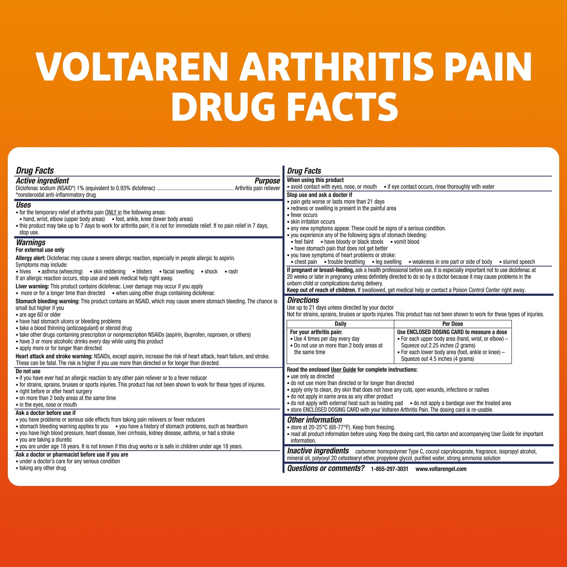 Voltaren Arthritis Pain Gel for Powerful Topical Arthritis Pain Relief with Diclofenac - NEW Easy Open Cap - 100 g x 2 Voltaren Au supplements