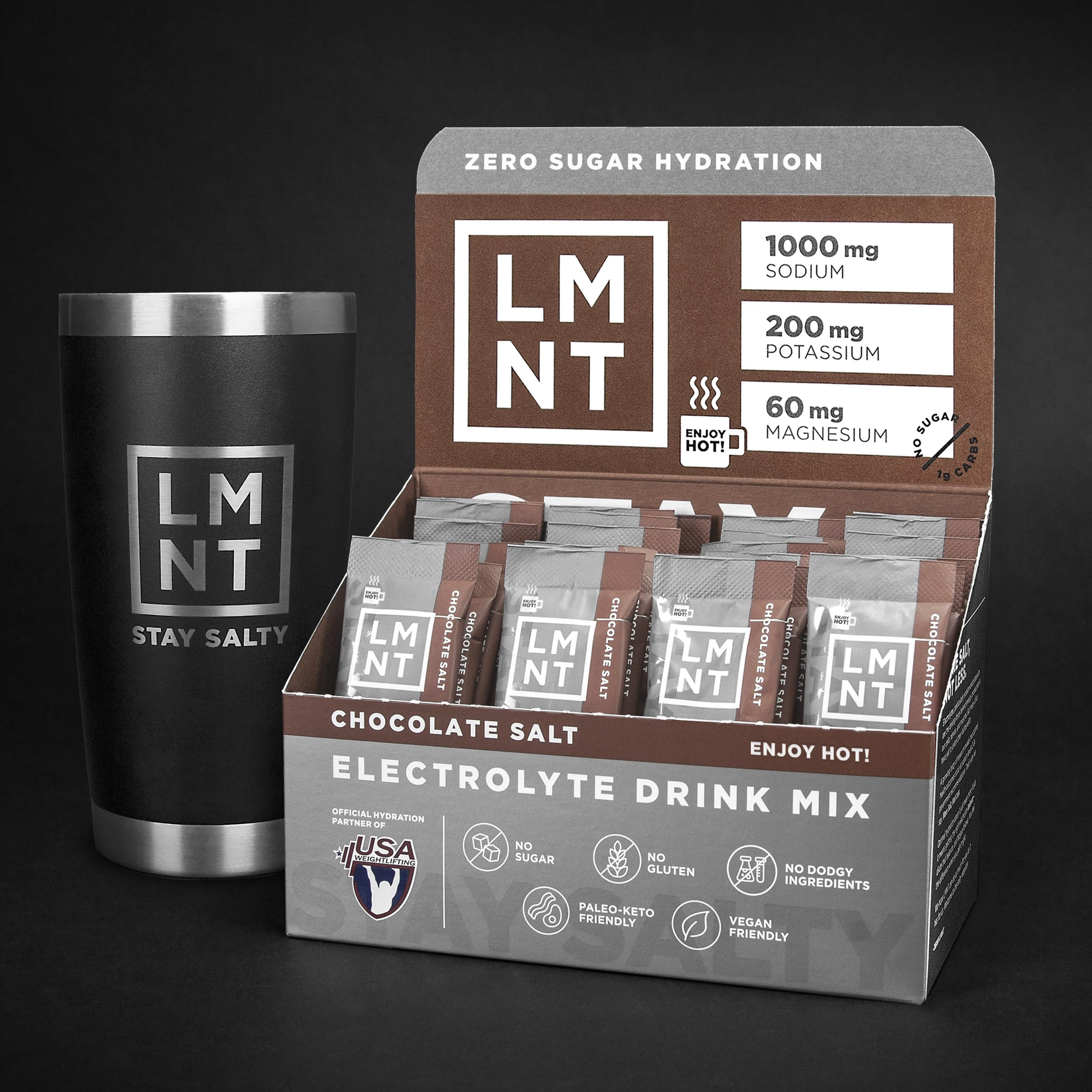 LMNT Zero-Sugar Electrolytes - Hot Chocolate Salt - Hydration Powder Packets Drink LMNT Au supplements