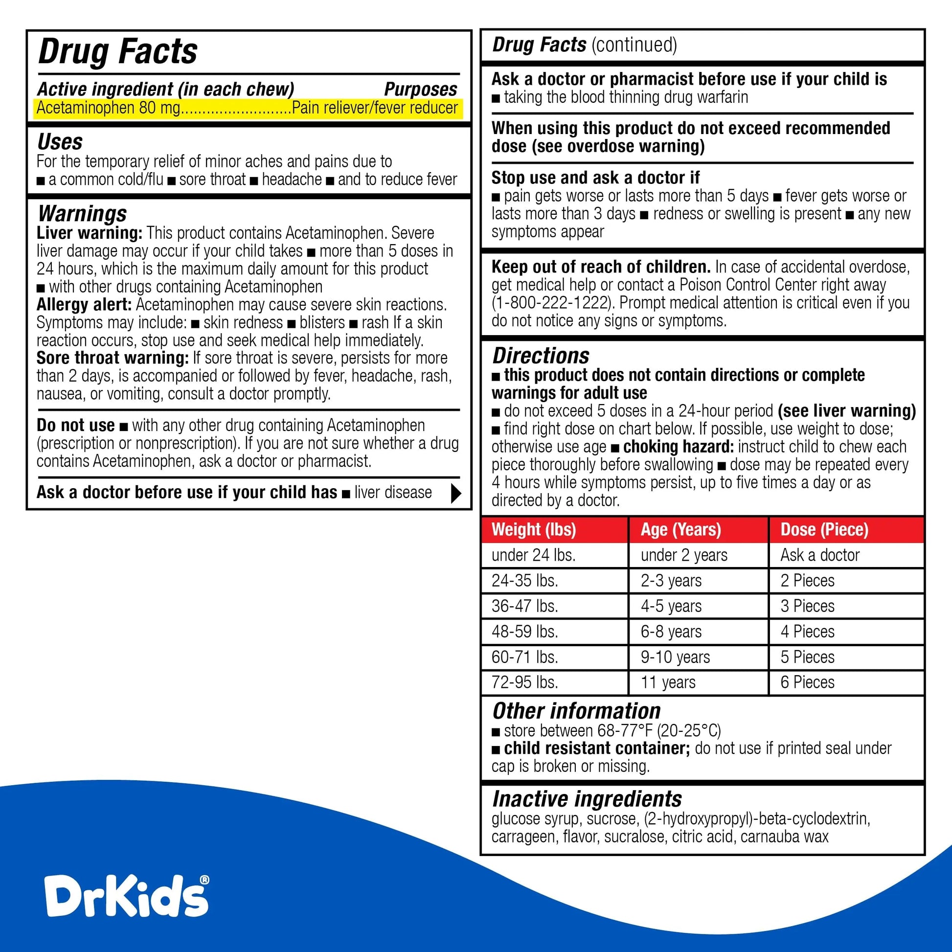 Dr. Kids Children’s Pain and Fever Chewable Gels – Pain Relief and Fever Reducer for Kids Ages 2–11, 80 mg Chewable Acetaminophen for Headache, Sore Throat, Cold & Flu, Pineapple Flavor, 26 Count Dr. Kids Au supplements