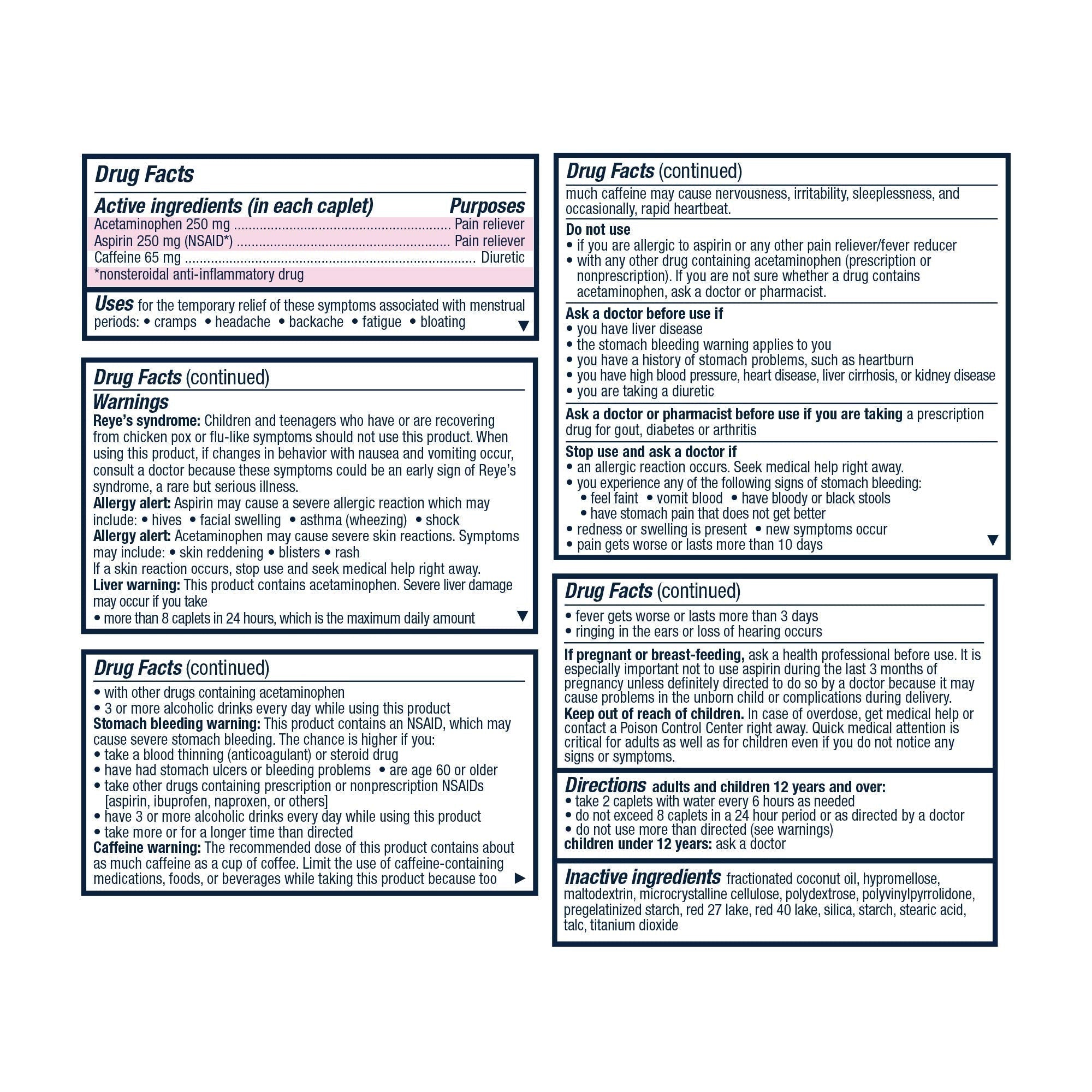 Pamprin Maximum Strength Max Formula, with Acetaminophen, Menstrual Period Symptoms Relief Pamprin Au supplements