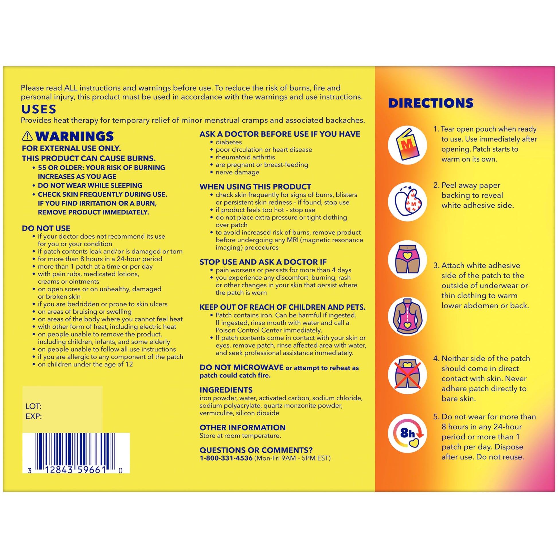 Midol Heat Vibes Menstrual Pain Relief Heat Patches - 6 Count Pack for Period Cramps and Backache Midol Au supplements