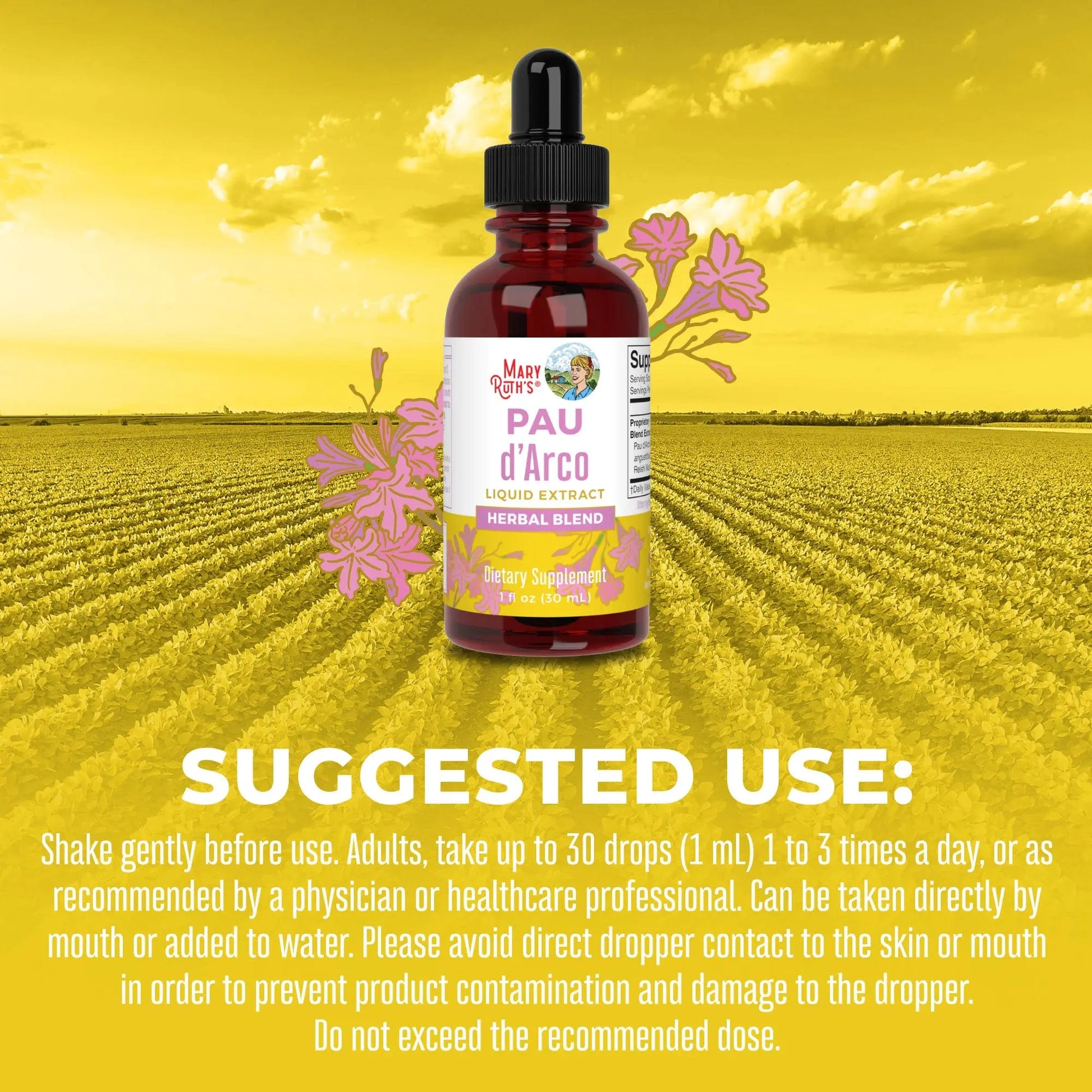 MaryRuth Organics PAU D'Arco Herbal Blend | Reishi Mushroom | Echinacea angustifolia Root | Usnea Lichen | Thyme Leaf | Vegan | Non-GMO Project Verified | Gluten Free | 30 Servings | 1 Fl Oz MARYRUTH'S Au supplements