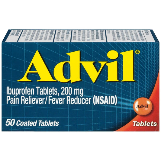 Advil Pain Reliever and Fever Reducer, Ibuprofen 200mg for Pain Relief - 50 Coated Tablets AdvilAu supplements