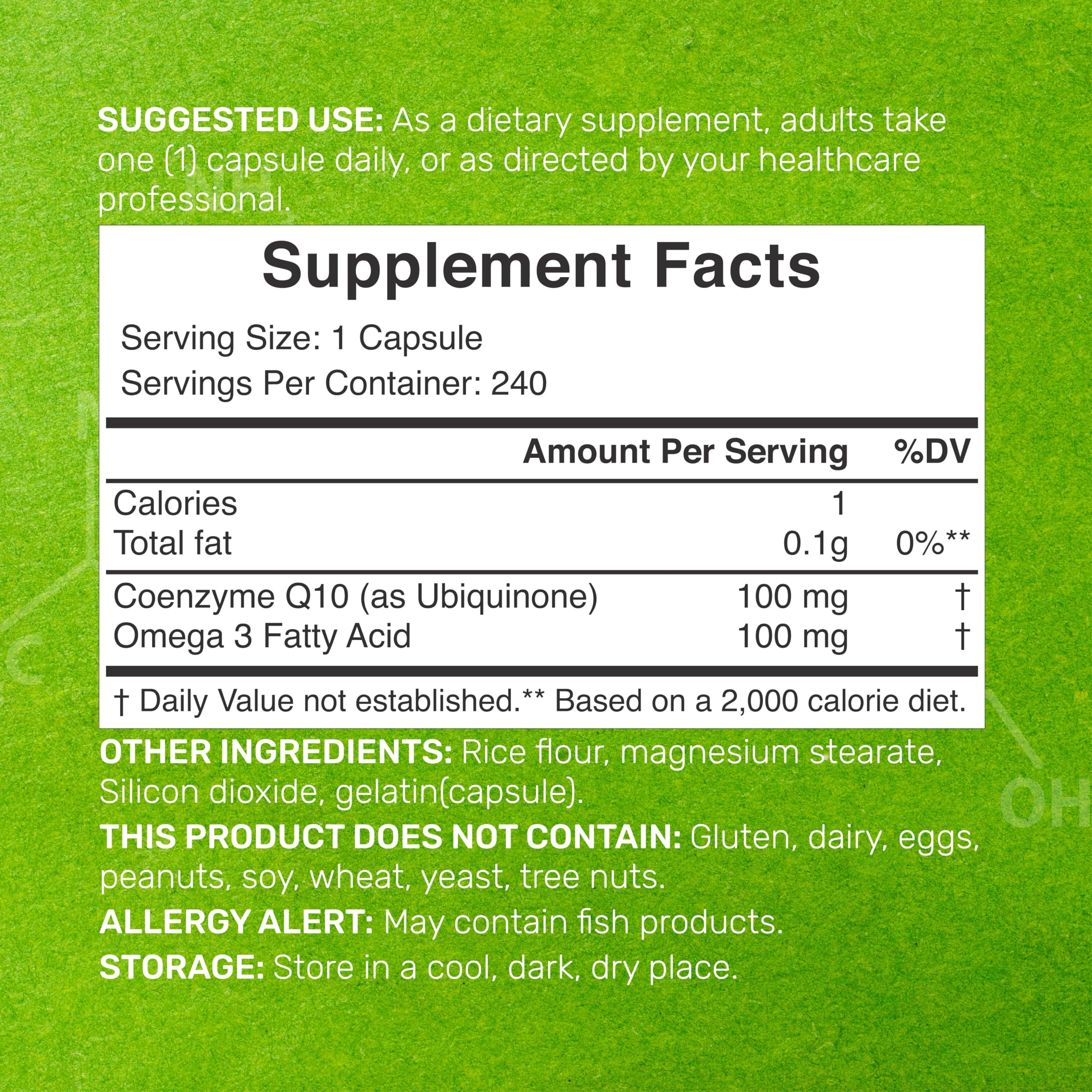 CoQ10 100mg, 240 Capsules – with Omega 3 Fatty Acid 100mg – Bioavailable Coenzyme DEAL SUPPLEMENT Au supplements