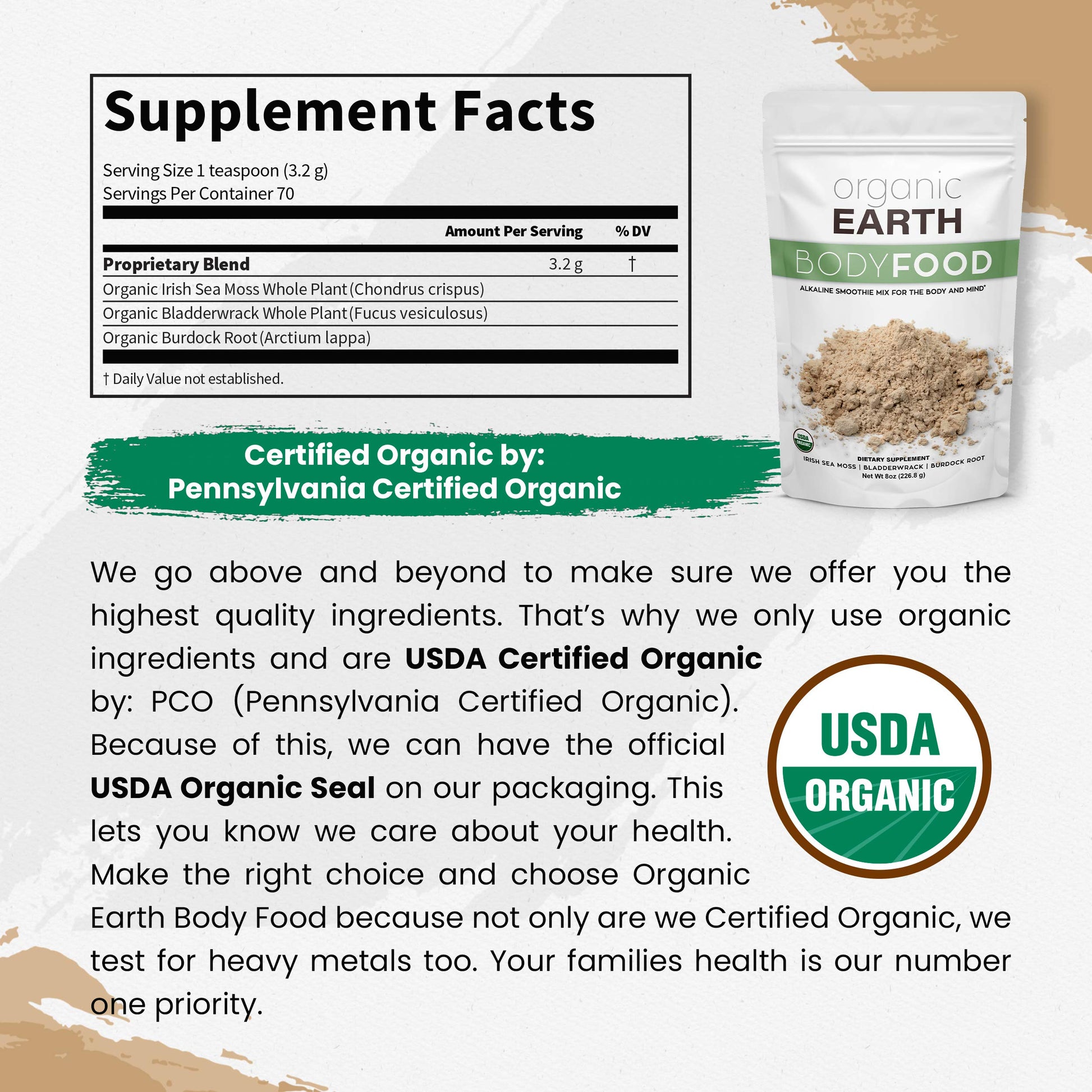 Organic Earth Irish Sea Moss Powder 8oz - Wildcrafted Sea Moss Organic with Bladderwrac Organic Earth Au supplements