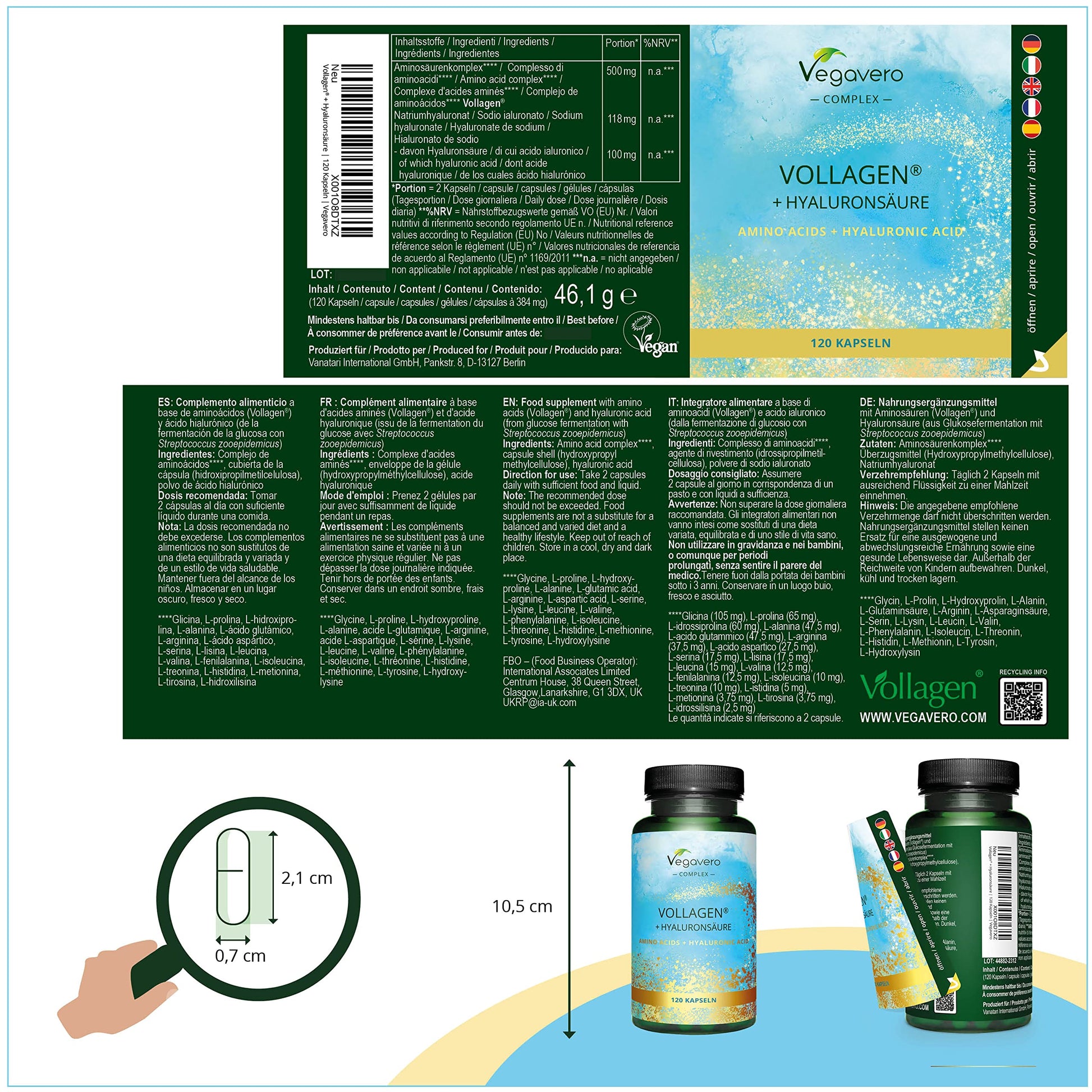 Vegavero Vegan Collagen Complex + Hyaluronic Acid | NO Additives | Vegan Collagen Powder Vollagen® Vegavero Au supplements