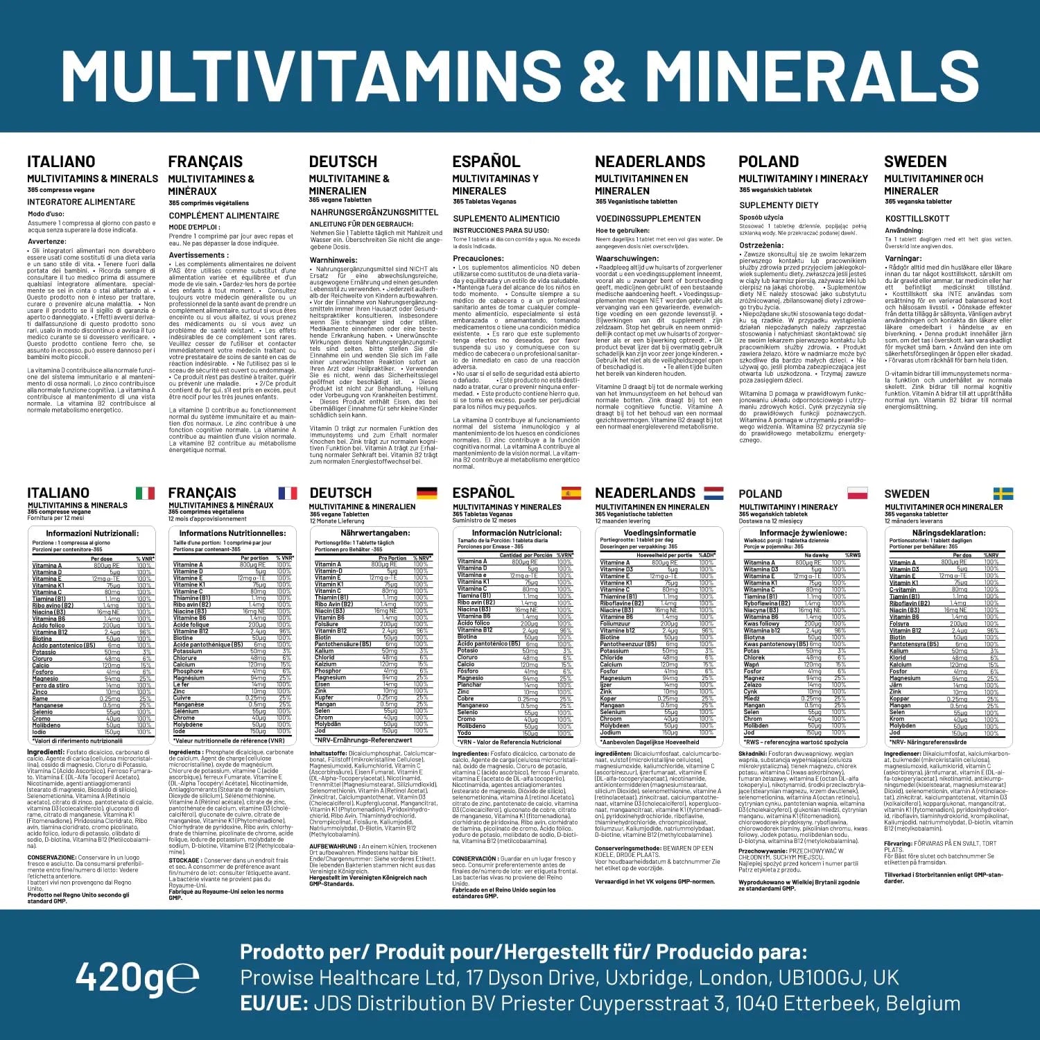 A-Z Multivitamins & Minerals I 365 Vegan Tablets (1 Year Supply) I 26 Essential Active Vitamins, Minerals & Micronutrients PH PROWISE Healthcare Au supplements