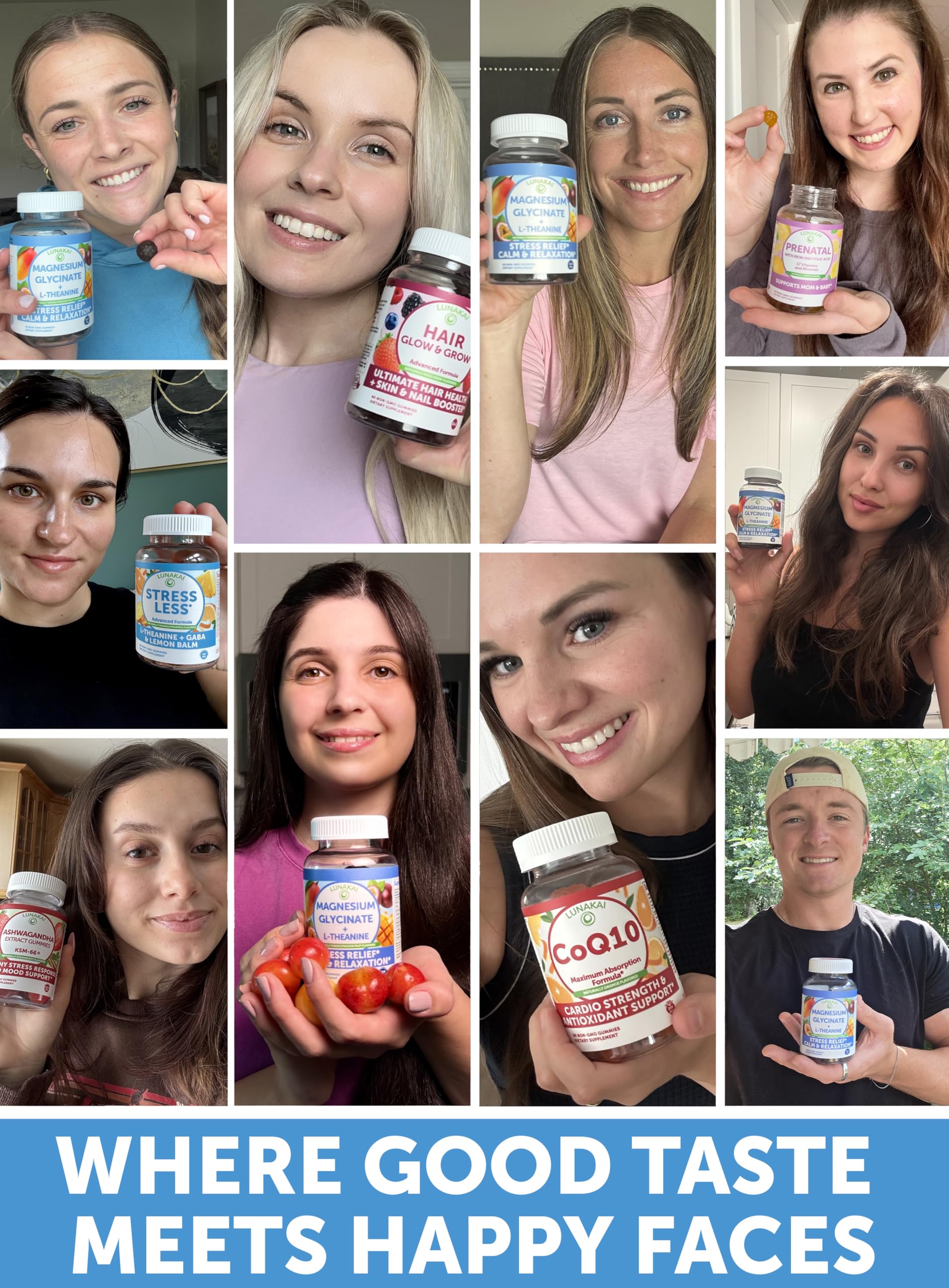 Lunakai USA Made Magnesium Glycinate Gummies with L-Theanine for Kids & Adults – 420mg Magnesium Supplement for Calm, Sleep & Stress Support, 60ct Lunakai Au supplements