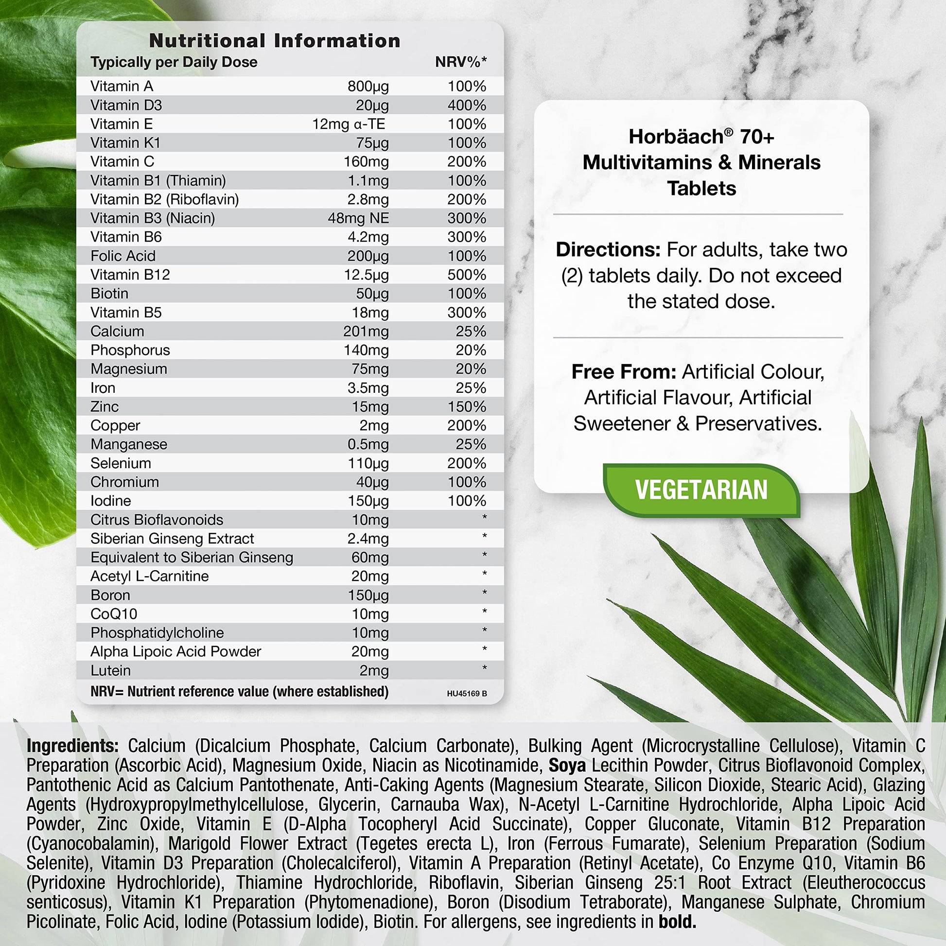 Multivitamin 70 Plus Tablets | 90 Count | with Essential Vitamins and Minerals | for Men and Horbäach Au supplements