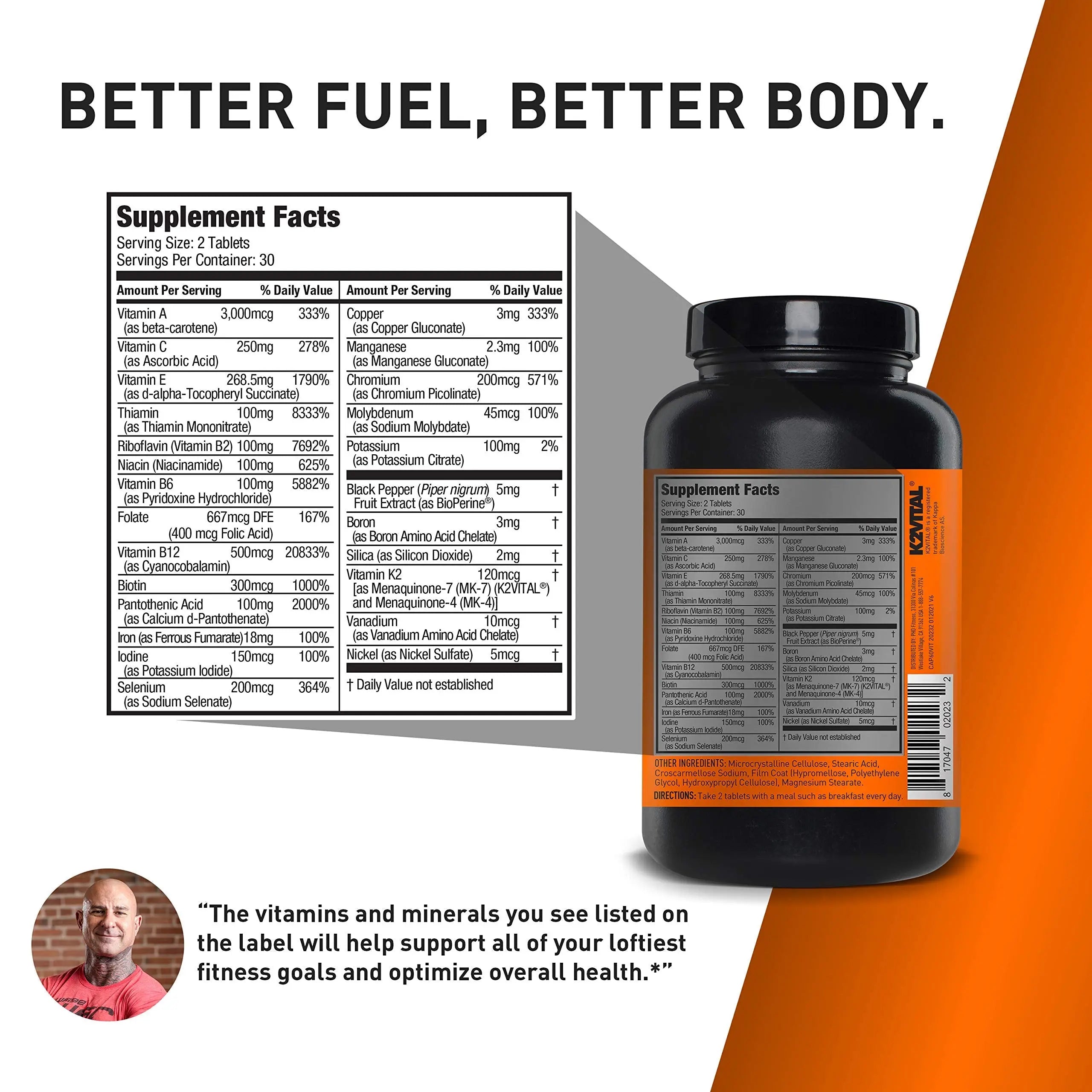 JYM Supplement Science Vita JYM Sports Multivitamin & Mineral Support, Vitamin A, C, B6, B12, E, K JYM Supplement Science Au supplements