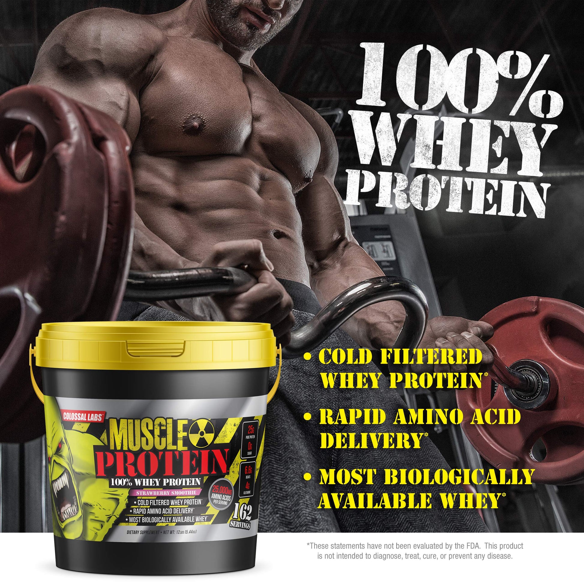 COLOSSAL LABS Muscle Protein Whey Powder [12 lbs/Pack of 1]-Strawberry Protein COLOSSAL LABS Au supplements