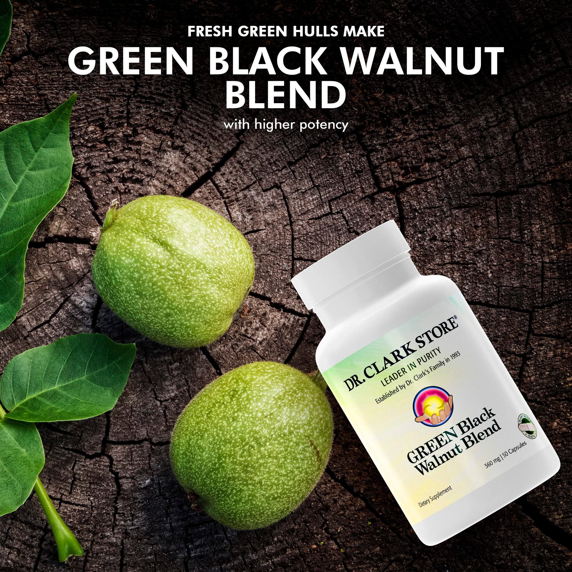 Dr Clark Green Black Walnut Blend - Freeze Dried Hull Dietary Supplement, Extra Strength Formula from All Natural Walnuts, Supports Healthy Intestinal Environment, 360mg, 50 Gelatin Capsules Dr Clark Store Au supplements