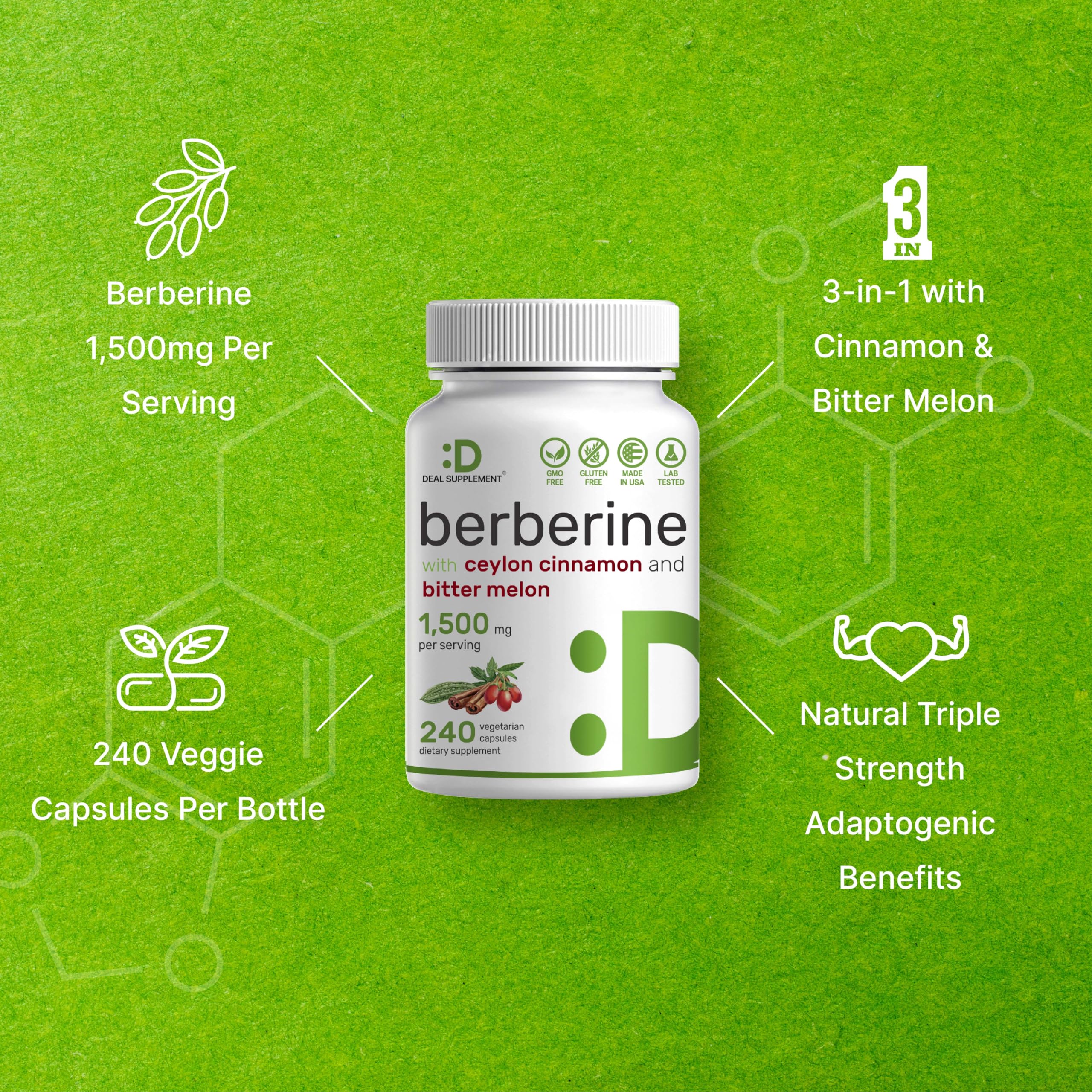 Berberine Supplement 500mg Per Capsule (1500mg Per Serving) | 240 Veggie Capsules DEAL SUPPLEMENT Au supplements