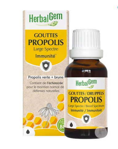Propolis BIO Large spectre Flacon gouttes Gorge 15 ml HERBALGEM HERBALGEMAu supplements