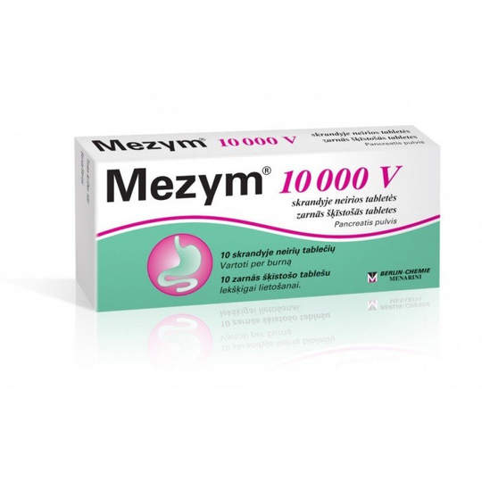 MEZYM FORTE 10000V Pancreatic Insufficiency Digestion 20 Tabs