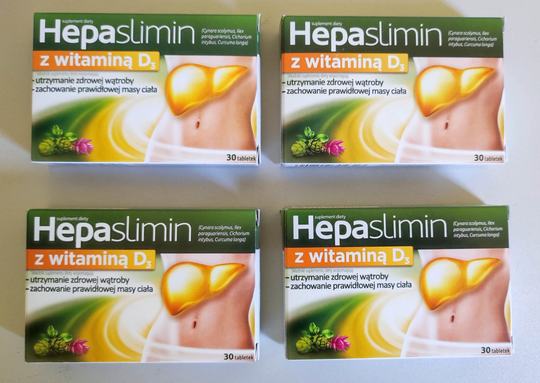 4x 30 HEPASLIMIN & Vitamin D3 For Healthy Liver Helps Digestion Detox 60 Tabs
