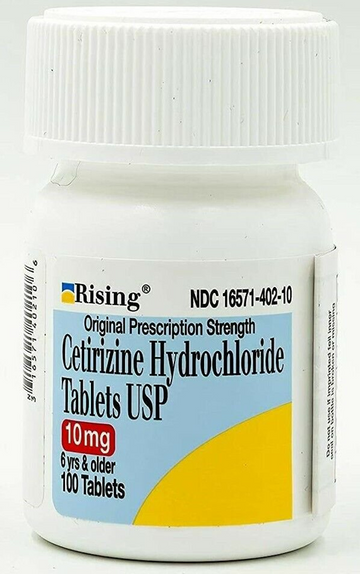 Rising Cetirizine Hydrochloride Antihistamine 10mg Tablets 100 Tabs