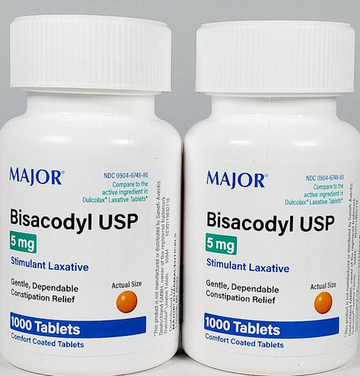 Major Bisacodyl 5 mg EC (Compare to Dulcolax) 1000ct -2 Pack
